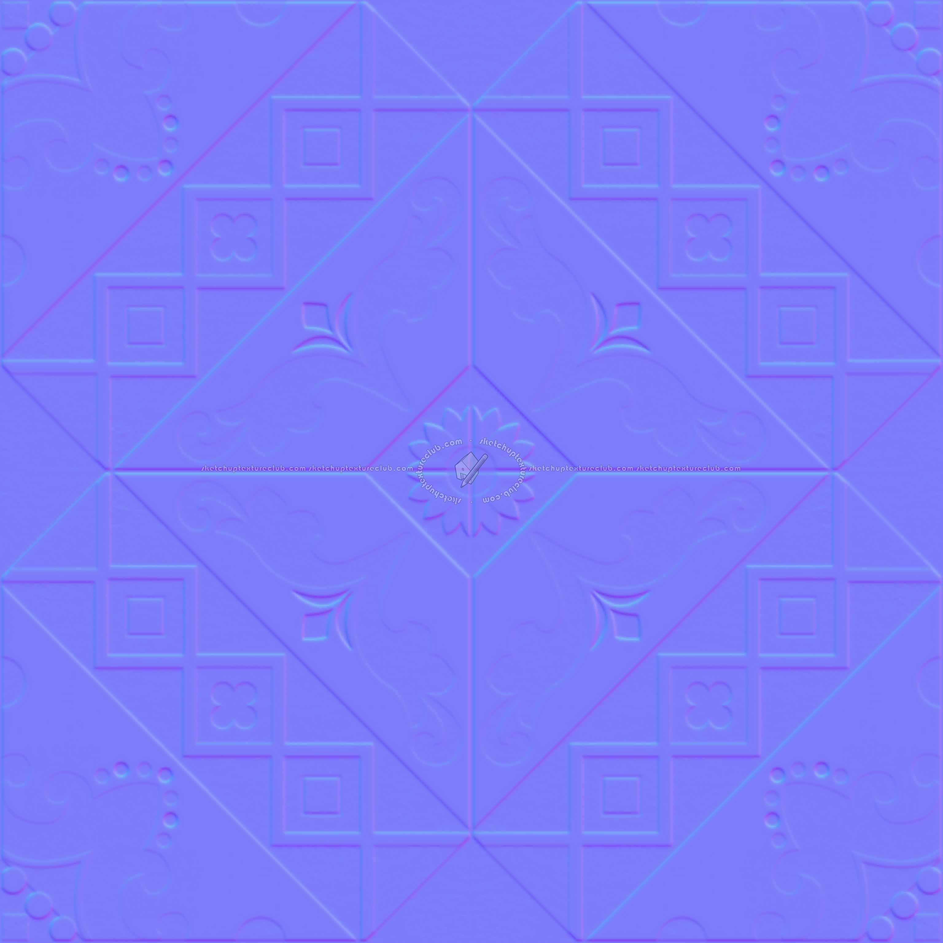 Textures   -   ARCHITECTURE   -   TILES INTERIOR   -   Cement - Encaustic   -   Cement  - cementine tiles Pbr texture seamless 22114 - Normal