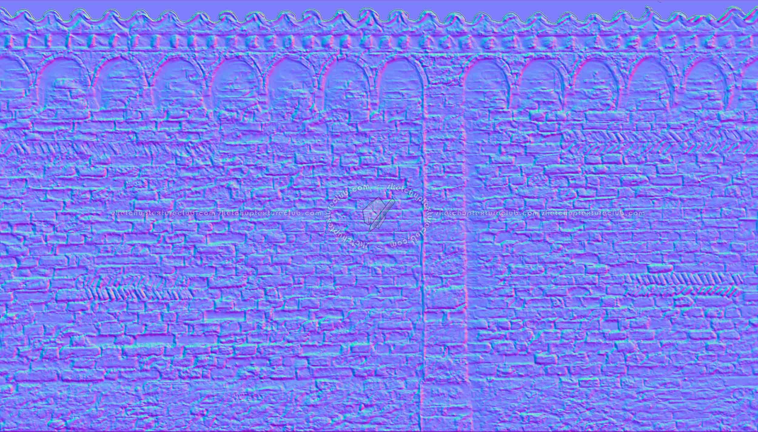 Textures   -   ARCHITECTURE   -   BRICKS   -   Old bricks  - Italy old fence bricks cut out texture horizontal seamless 18106 - Normal