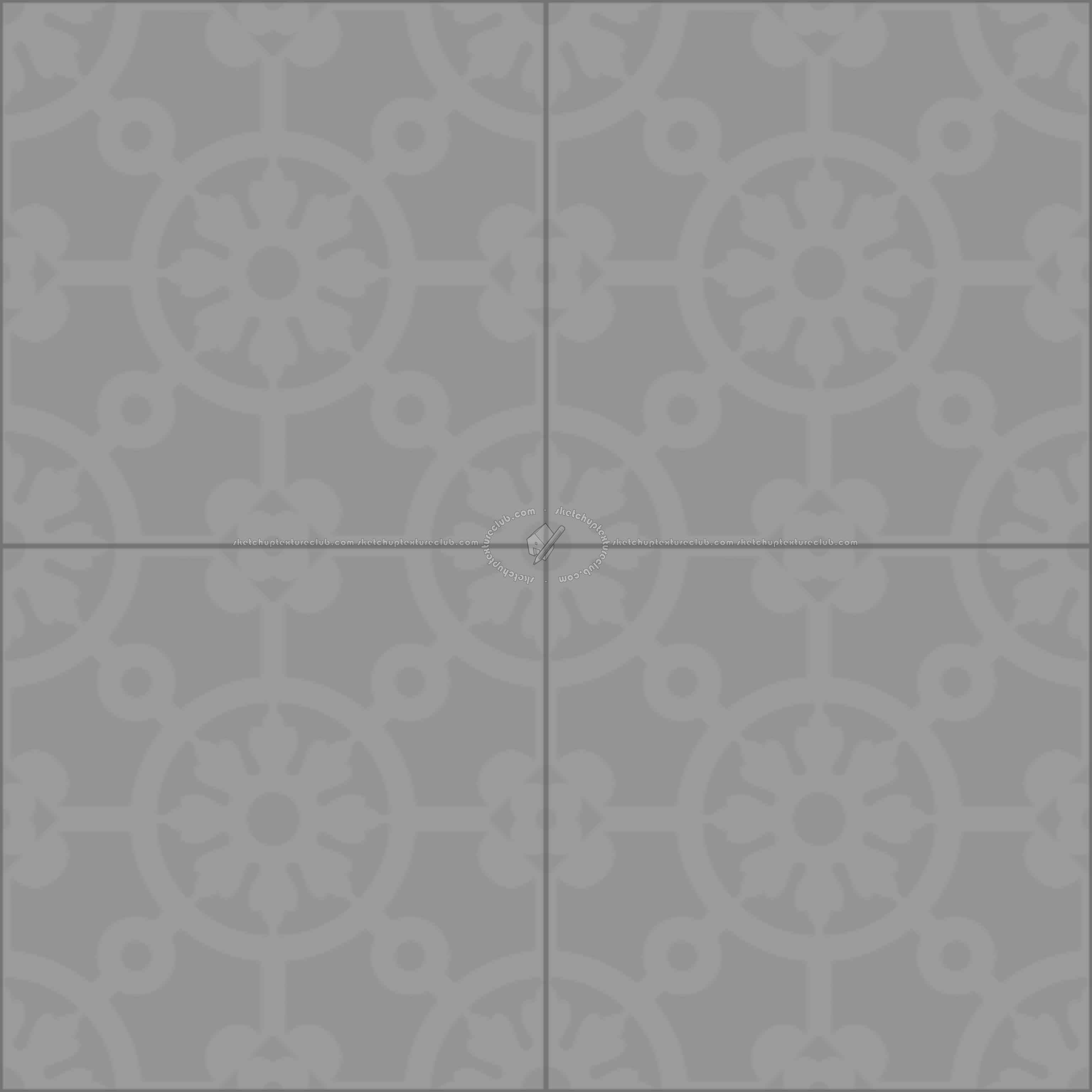 Textures - ARCHITECTURE - TILES INTERIOR - Cement - Encaustic - Cement - cementine tiles Pbr texture seamless 22120 - Displacement