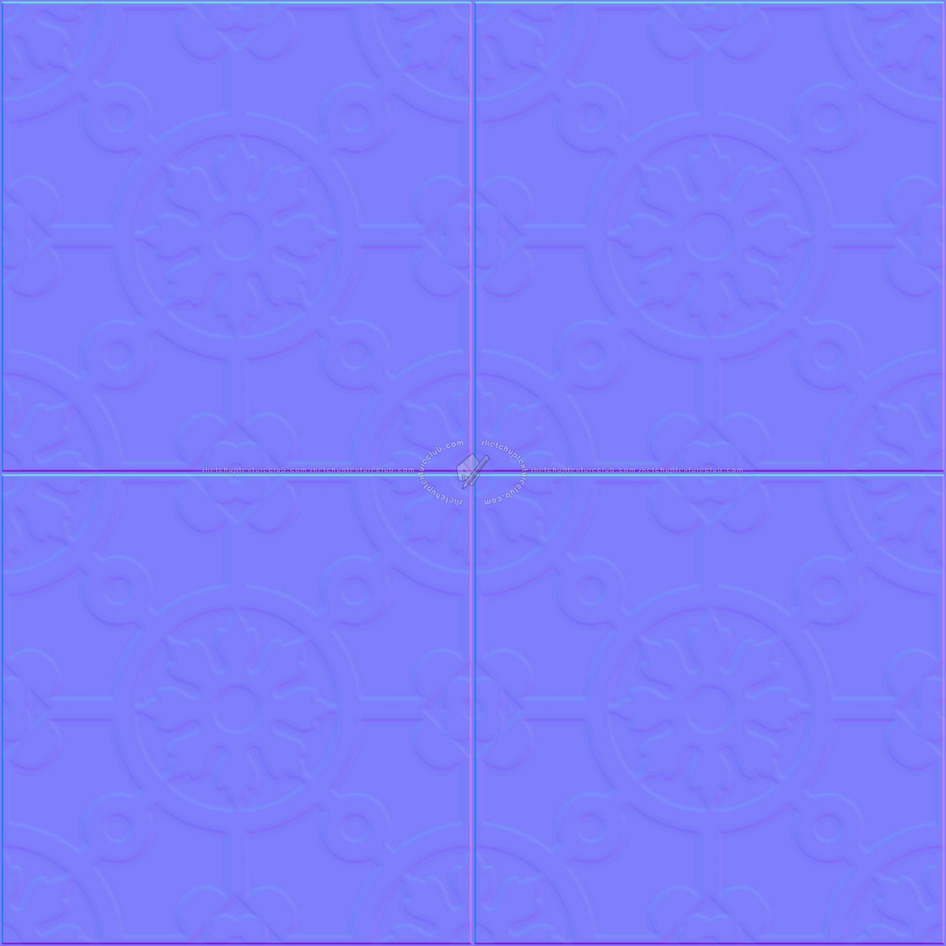 Textures - ARCHITECTURE - TILES INTERIOR - Cement - Encaustic - Cement - cementine tiles Pbr texture seamless 22120 - Normal