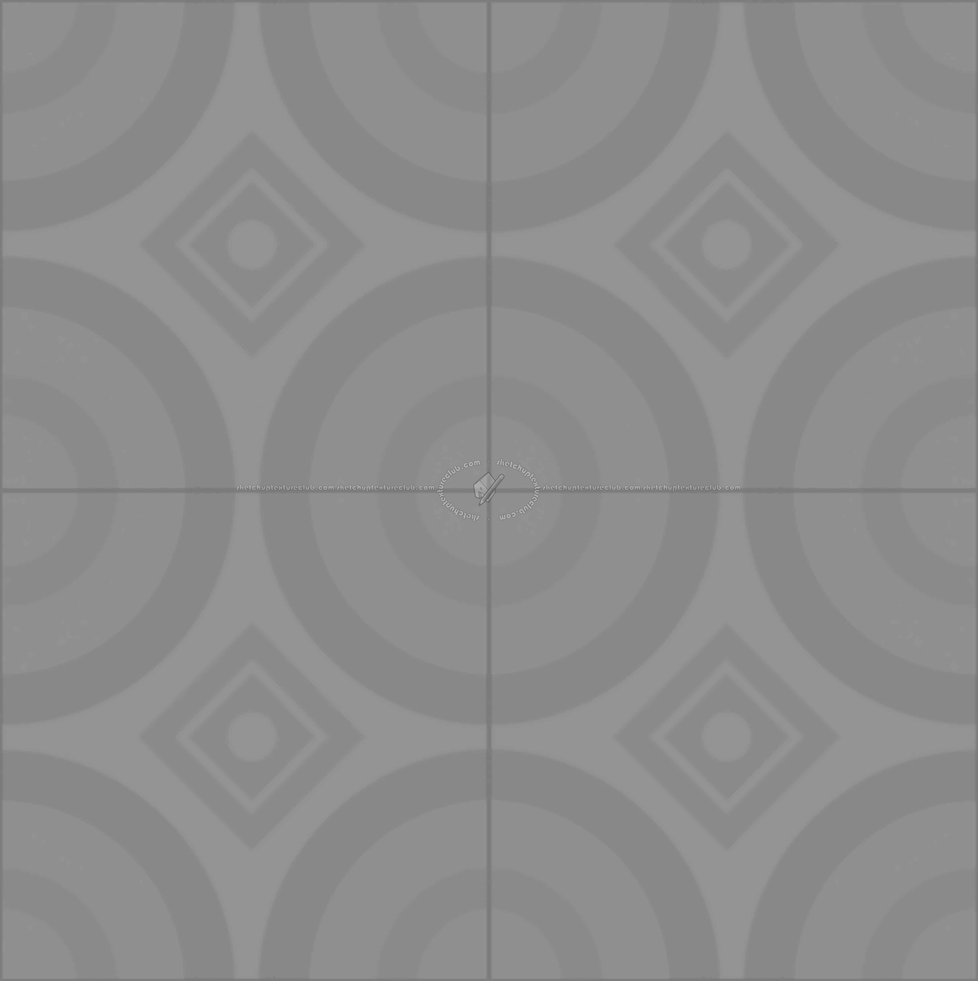 Textures - ARCHITECTURE - TILES INTERIOR - Cement - Encaustic - Cement - cementine tiles Pbr texture seamless 22121 - Displacement