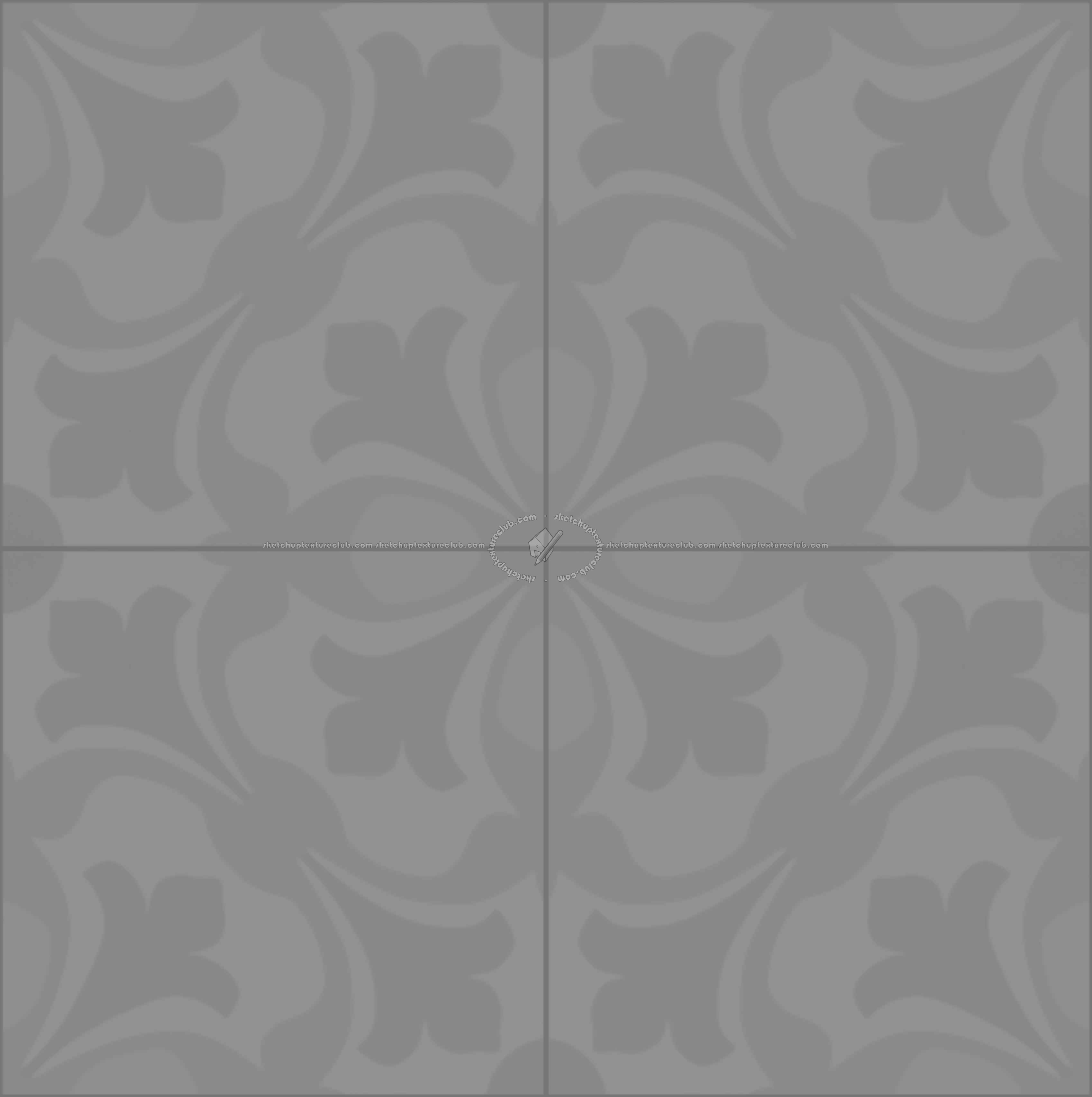 Textures - ARCHITECTURE - TILES INTERIOR - Cement - Encaustic - Cement - cementine tiles Pbr texture seamless 22128 - Displacement