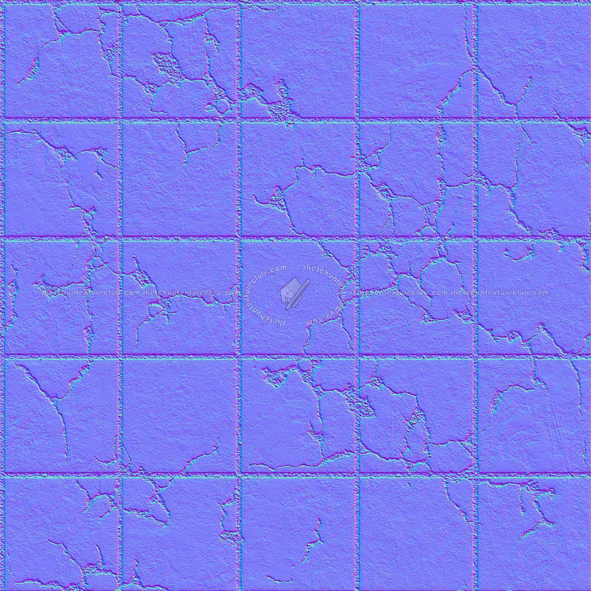 Textures   -   ARCHITECTURE   -   PAVING OUTDOOR   -   Concrete   -   Blocks damaged  - Concrete paving outdoor damaged texture seamless 05493 - Normal