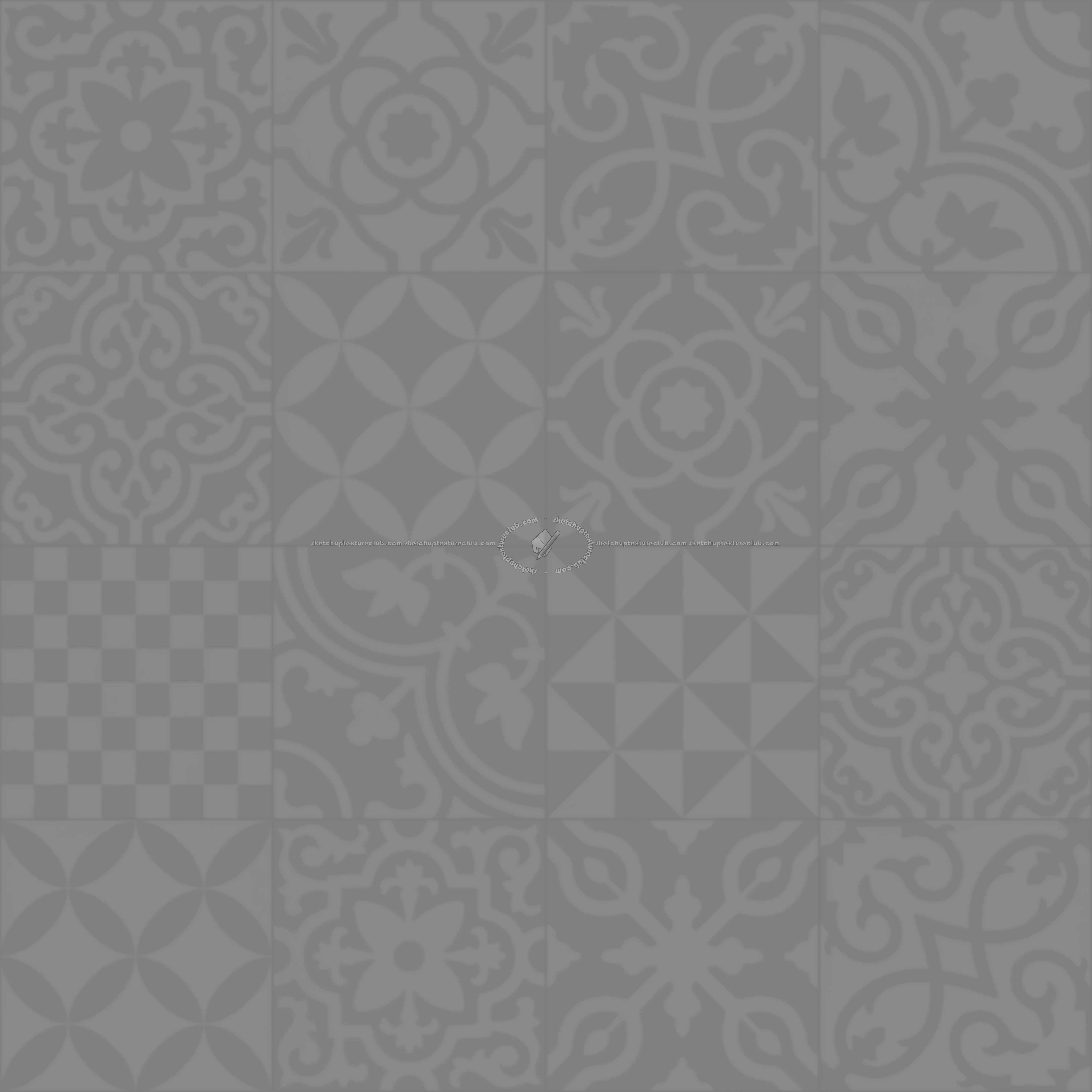 Textures   -   ARCHITECTURE   -   TILES INTERIOR   -   Cement - Encaustic   -   Cement  - cementine tiles Pbr texture seamless 22144 - Displacement