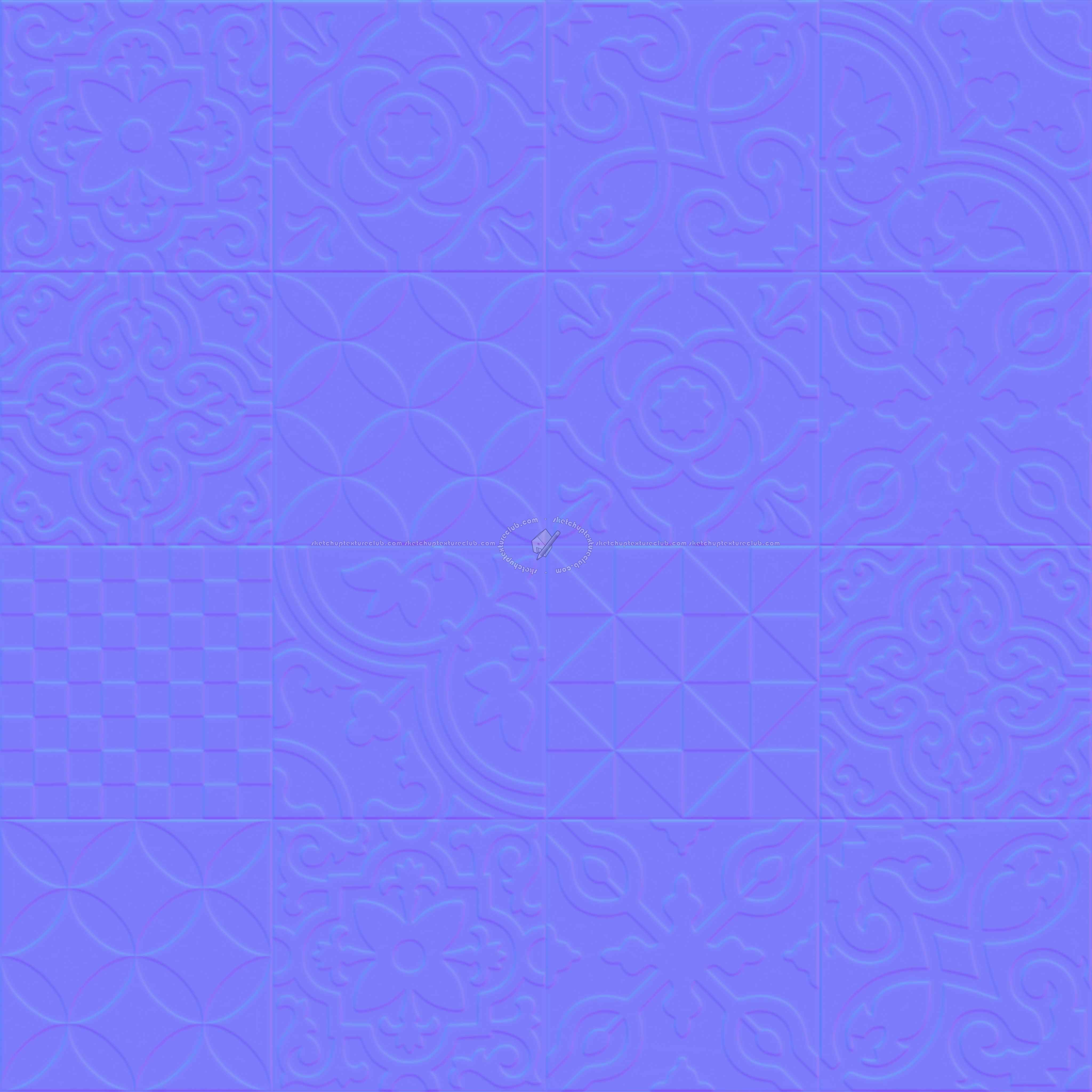 Textures   -   ARCHITECTURE   -   TILES INTERIOR   -   Cement - Encaustic   -   Cement  - cementine tiles Pbr texture seamless 22144 - Normal