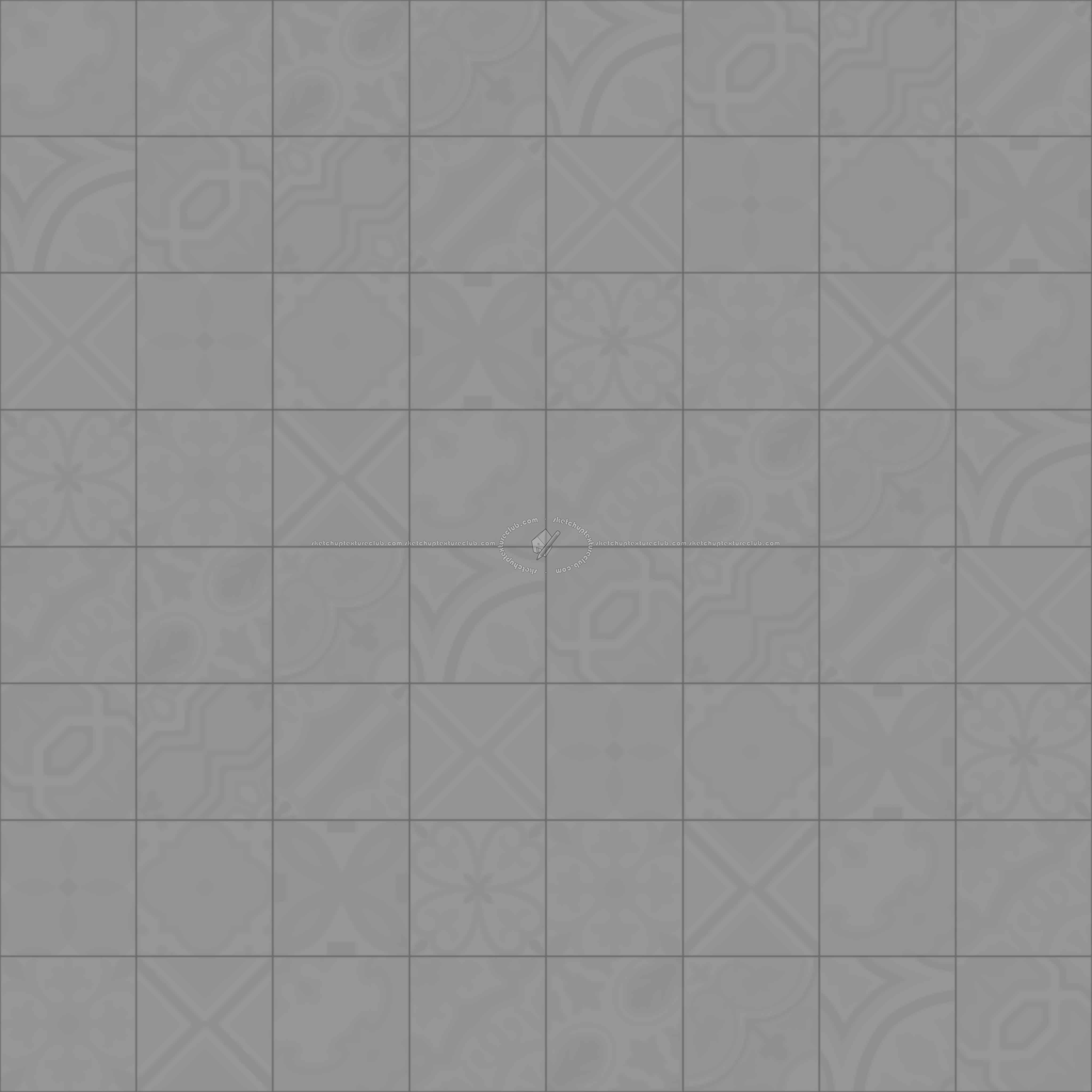 Textures - ARCHITECTURE - TILES INTERIOR - Cement - Encaustic - Cement - cementine tiles Pbr texture seamless 22146 - Displacement