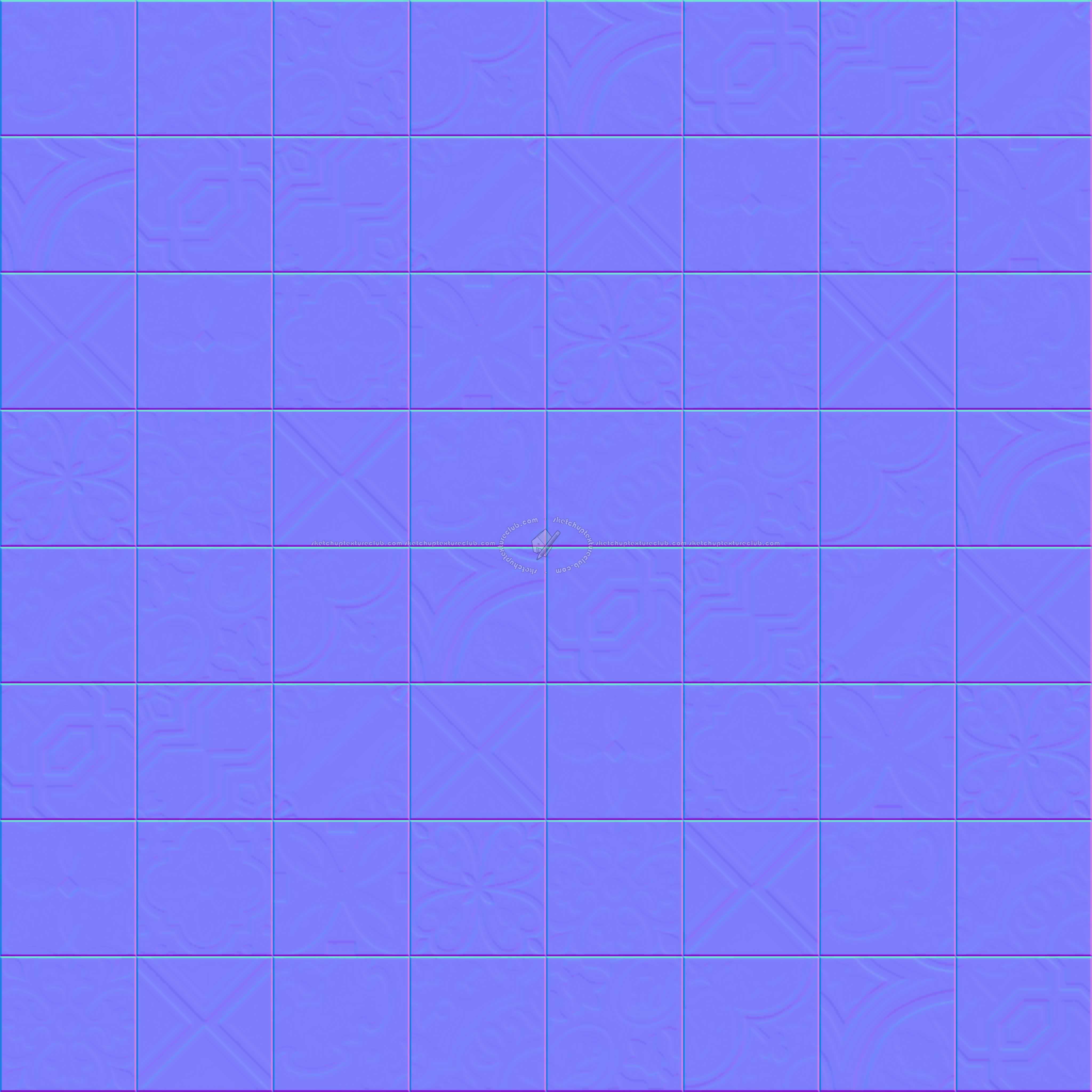 Textures - ARCHITECTURE - TILES INTERIOR - Cement - Encaustic - Cement - cementine tiles Pbr texture seamless 22146 - Normal