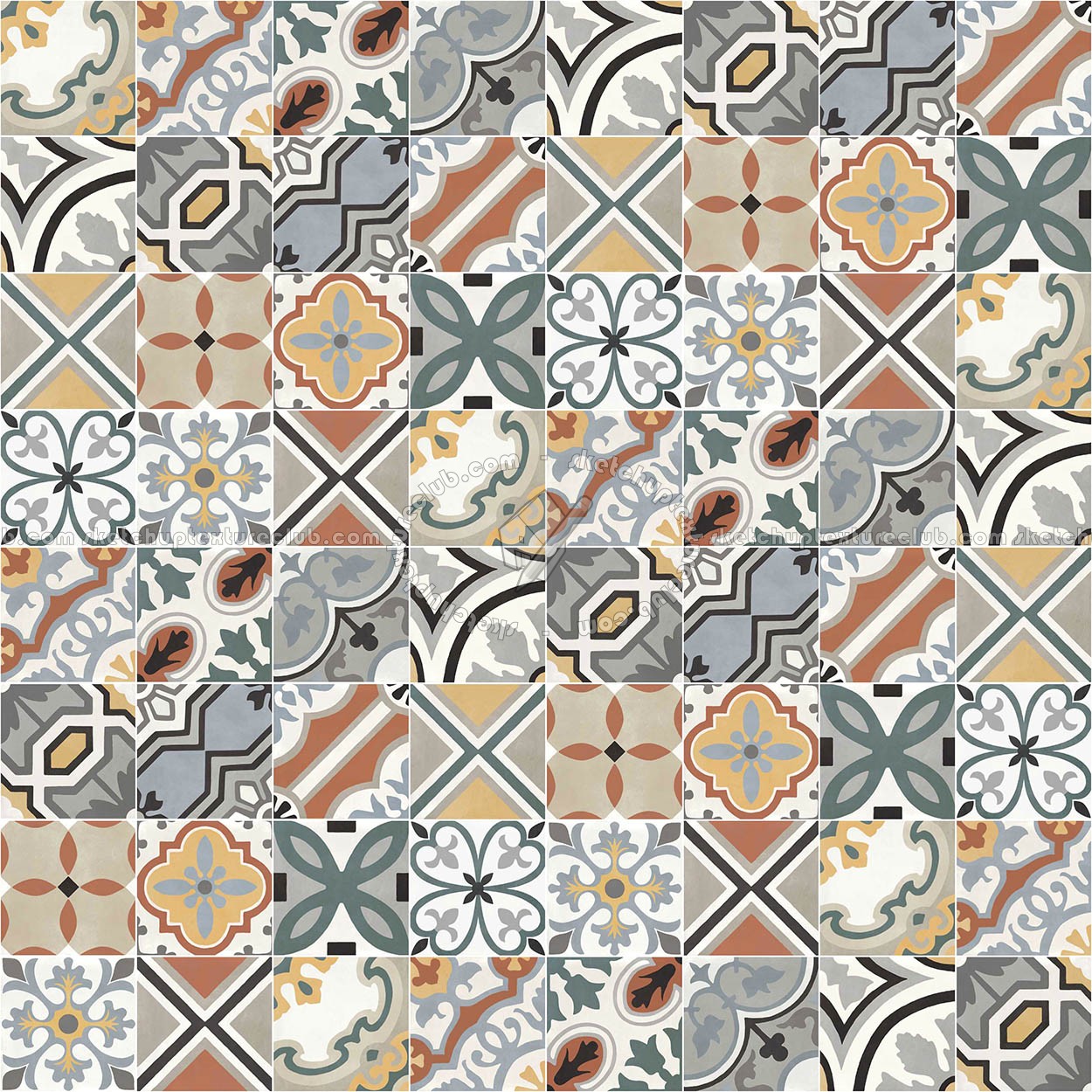 Textures - ARCHITECTURE - TILES INTERIOR - Cement - Encaustic - Cement - cementine tiles Pbr texture seamless 22146 (seamless)
