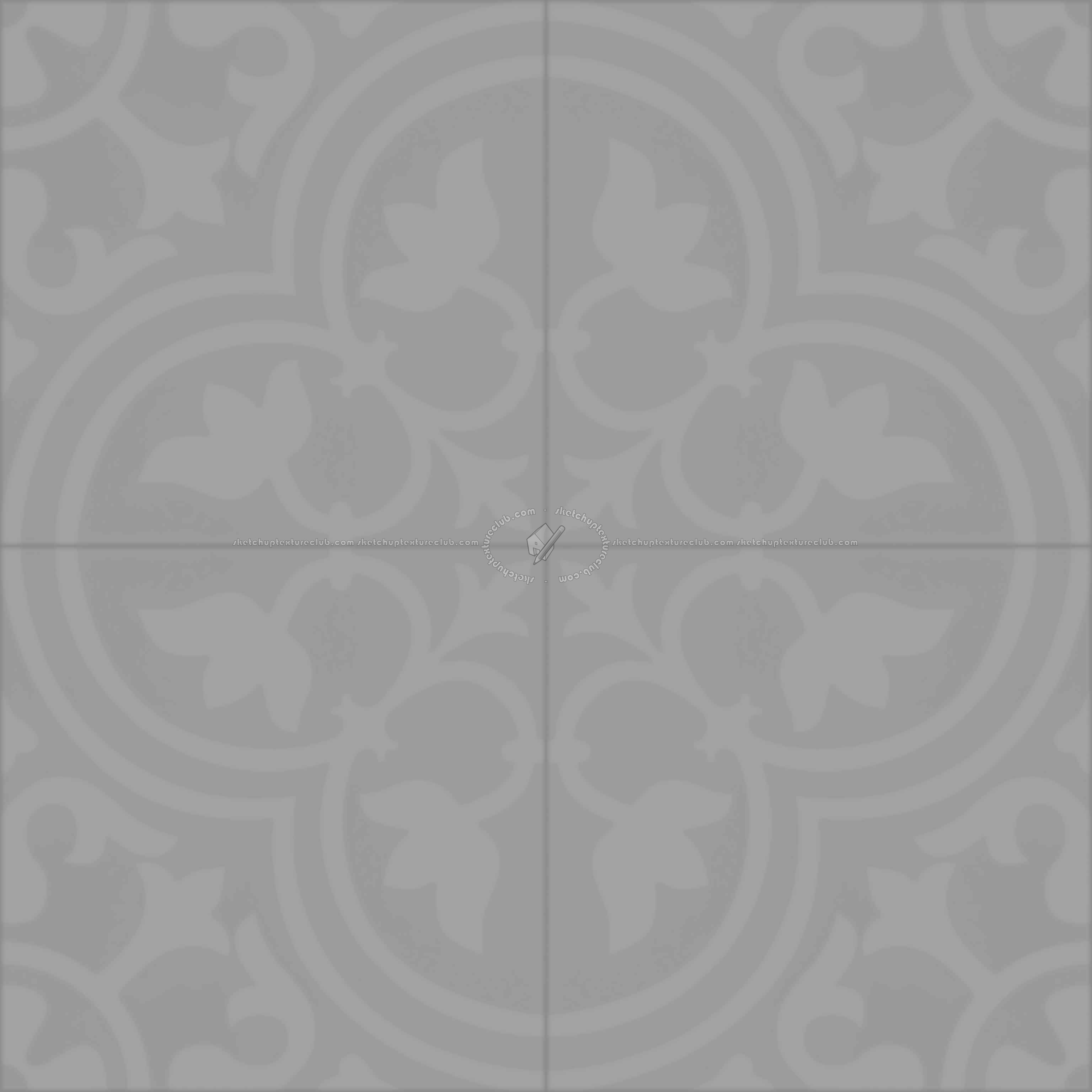 Textures - ARCHITECTURE - TILES INTERIOR - Cement - Encaustic - Cement - cementine tiles Pbr texture seamless 22148 - Displacement