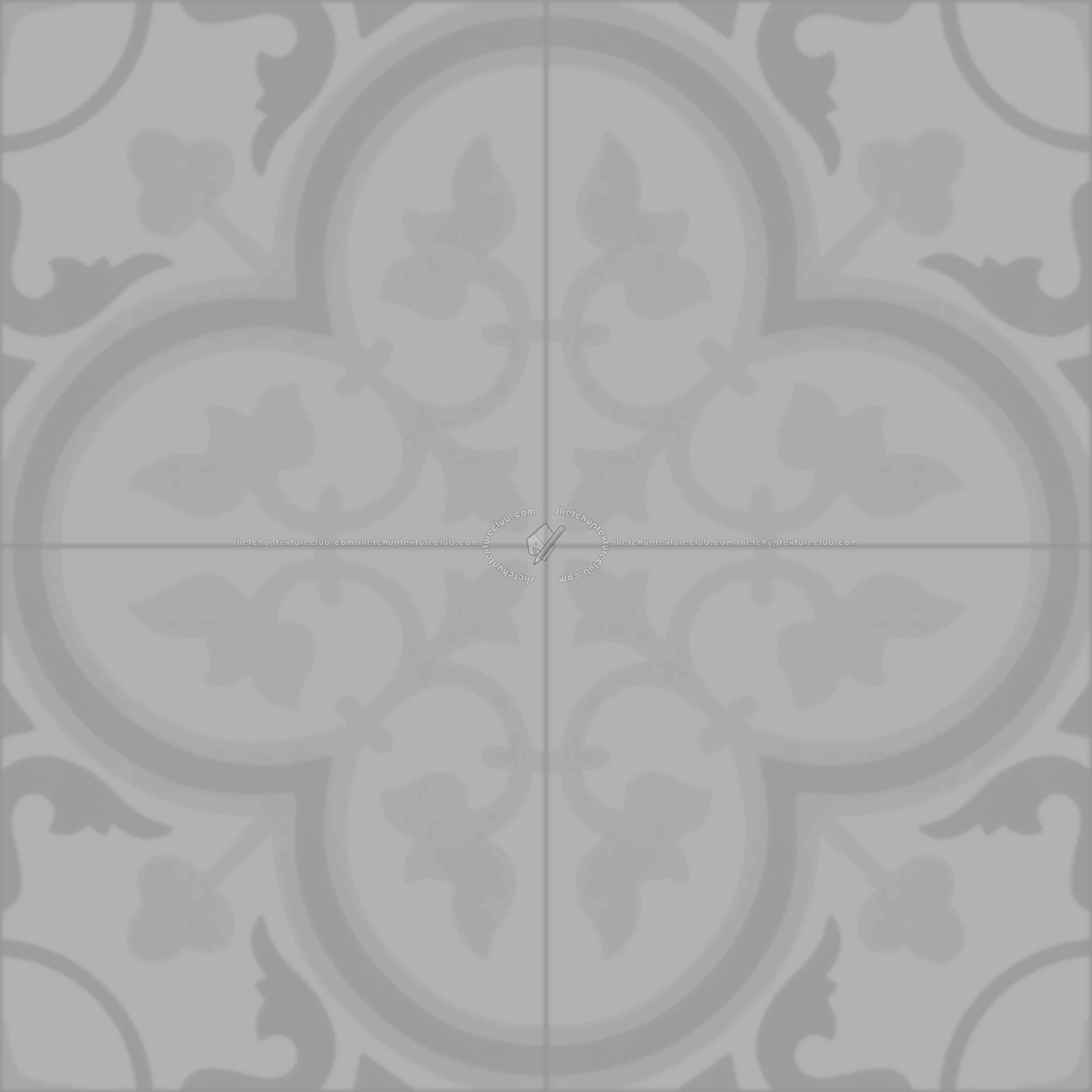 Textures - ARCHITECTURE - TILES INTERIOR - Cement - Encaustic - Cement - cementine tiles Pbr texture seamless 22151 - Displacement