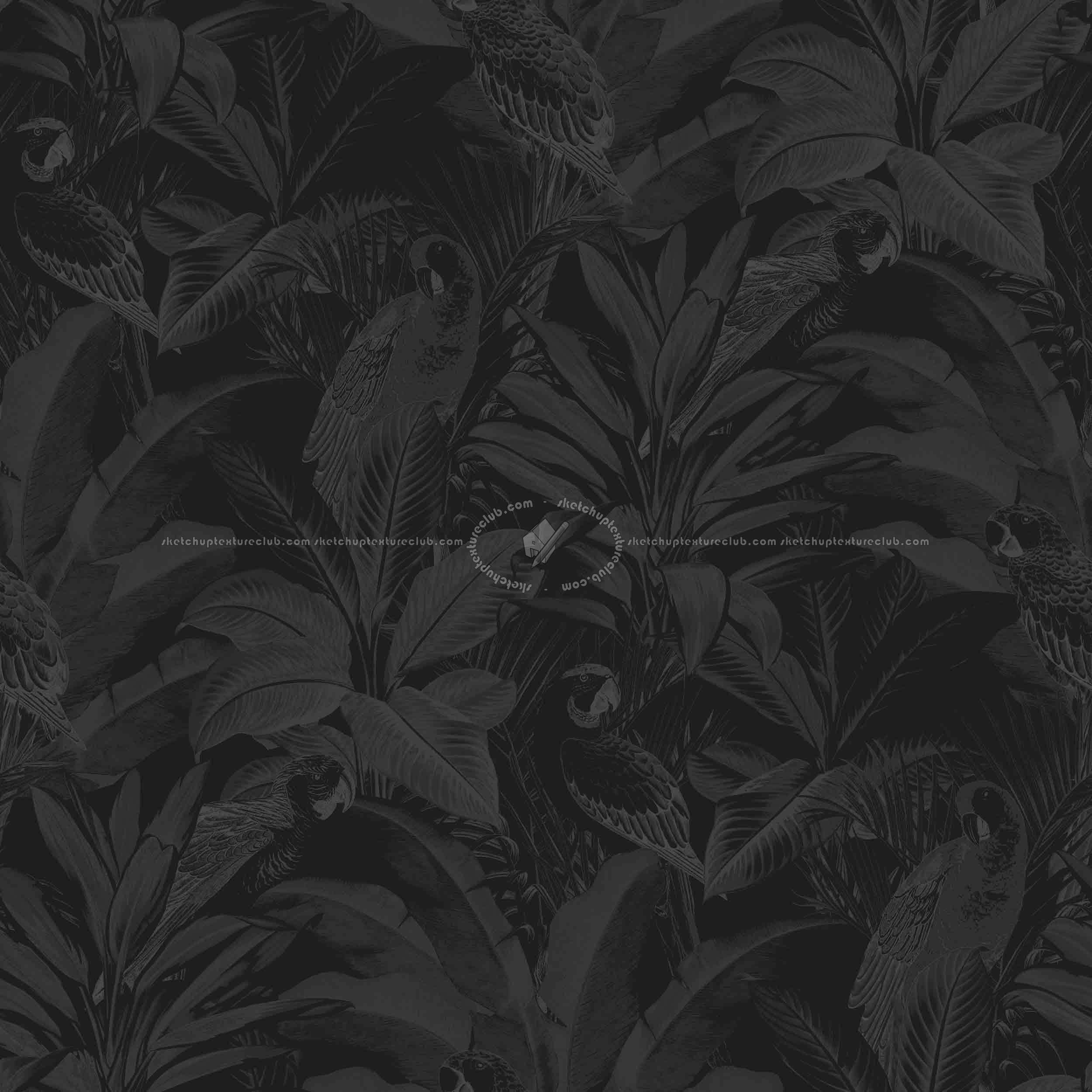 Textures - MATERIALS - WALLPAPER - various patterns - Exotic parrots wallpaper texture seamless 20929 - Specular