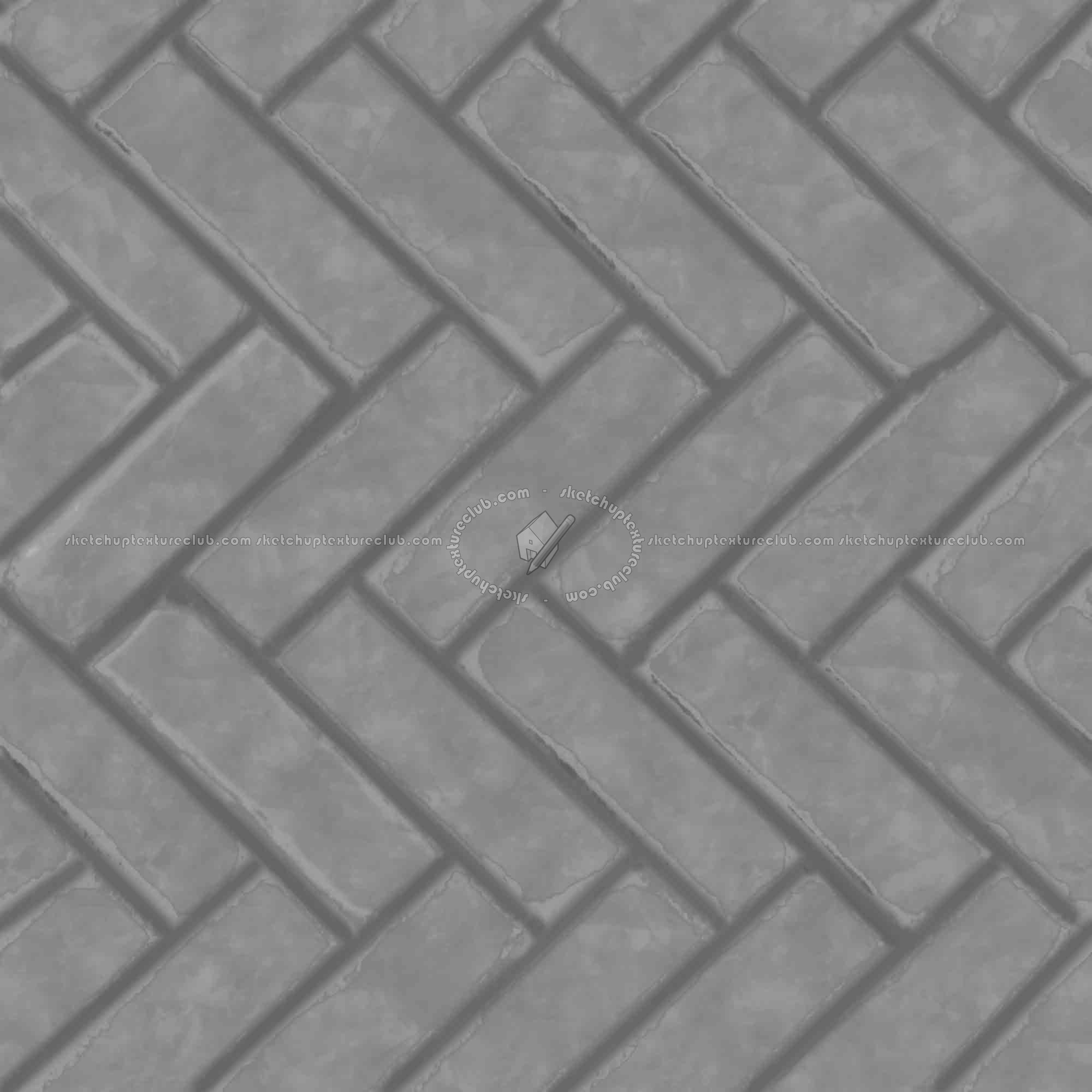 Textures   -   ARCHITECTURE   -   PAVING OUTDOOR   -   Concrete   -   Herringbone  - Concrete paving herringbone outdoor texture seamless 05794 - Displacement