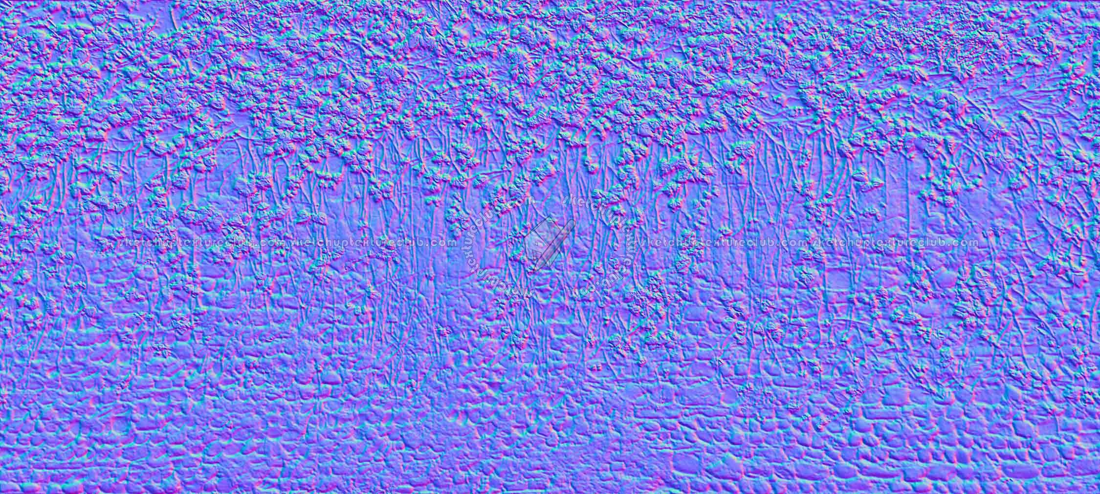 Textures   -   ARCHITECTURE   -   STONES WALLS   -   Stone walls  - Italy old wall stone with wild vegetation texture horizontal seamless 19674 - Normal