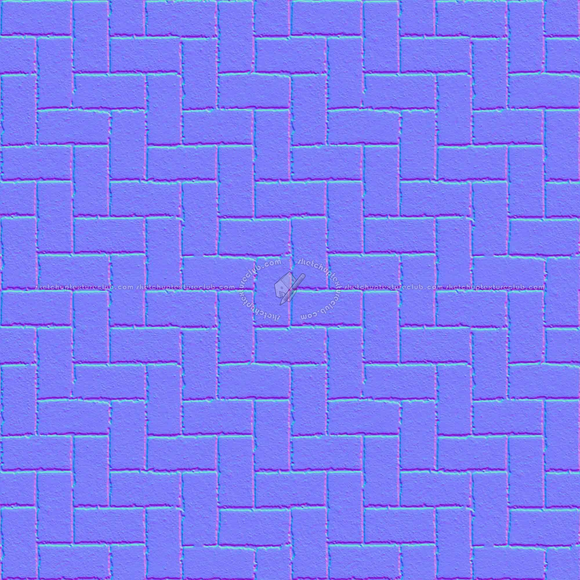 Textures   -   ARCHITECTURE   -   PAVING OUTDOOR   -   Concrete   -   Herringbone  - Concrete paving herringbone outdoor texture seamless 05812 - Normal