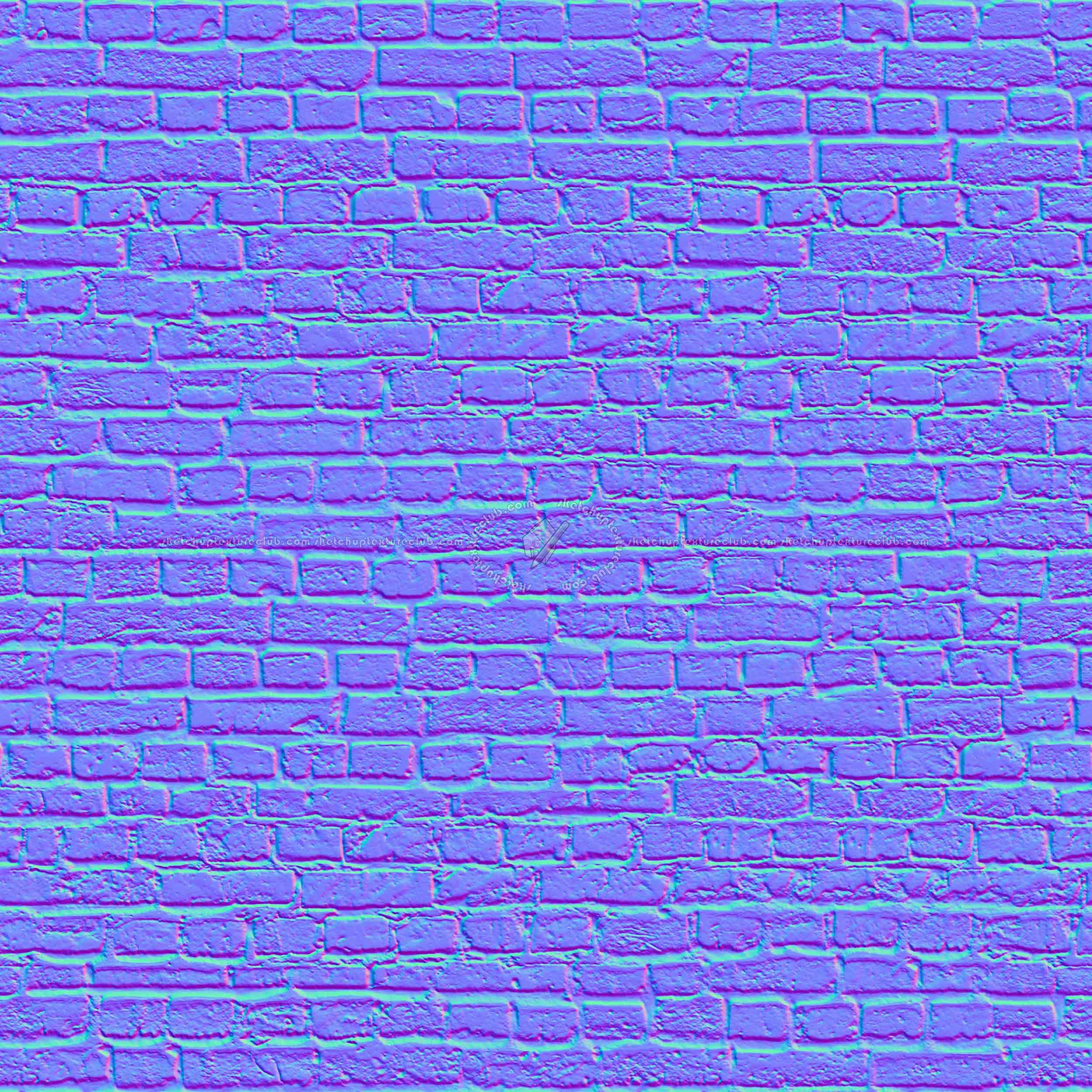 Textures - ARCHITECTURE - BRICKS - Damaged bricks - Damaged bricks texture seamless 00124 - Normal