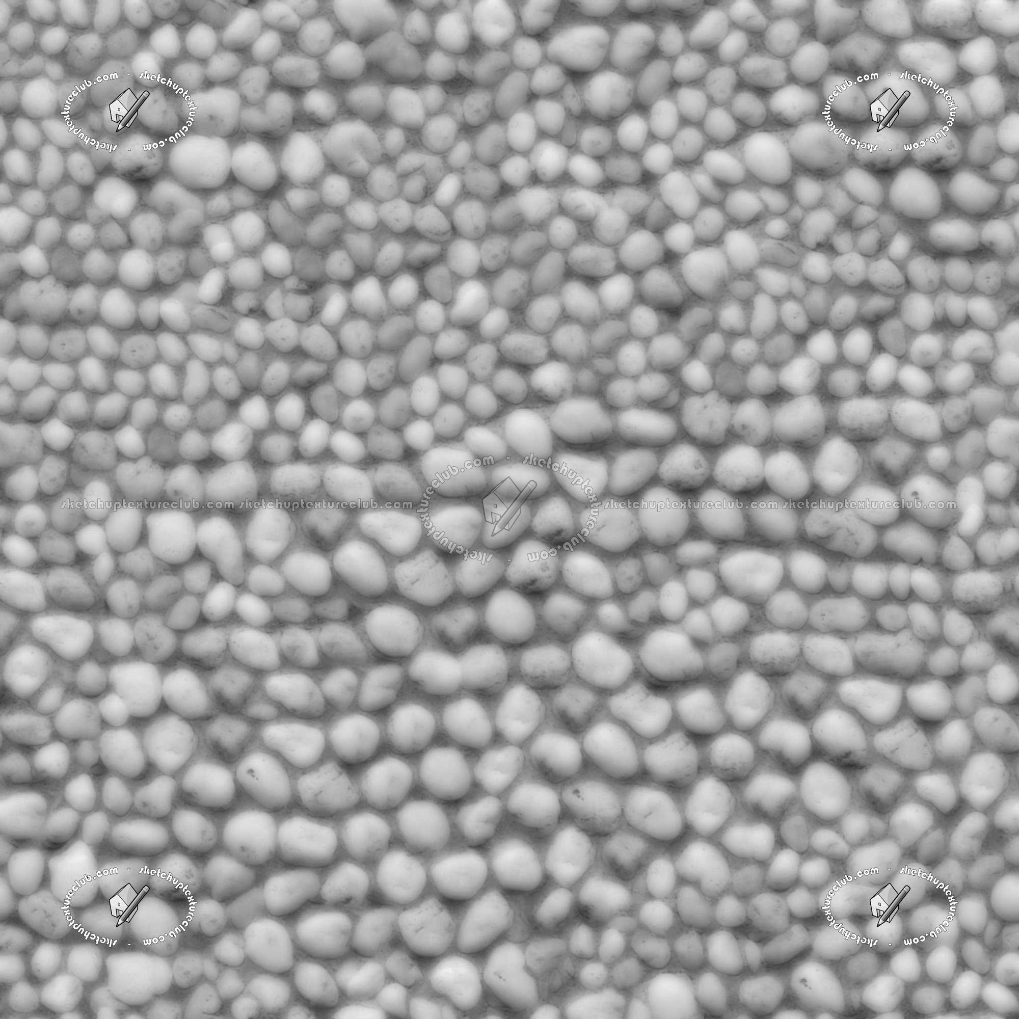 Textures - ARCHITECTURE - STONES WALLS - Stone walls - Wall of white river stones texture seamless 20831 - Displacement