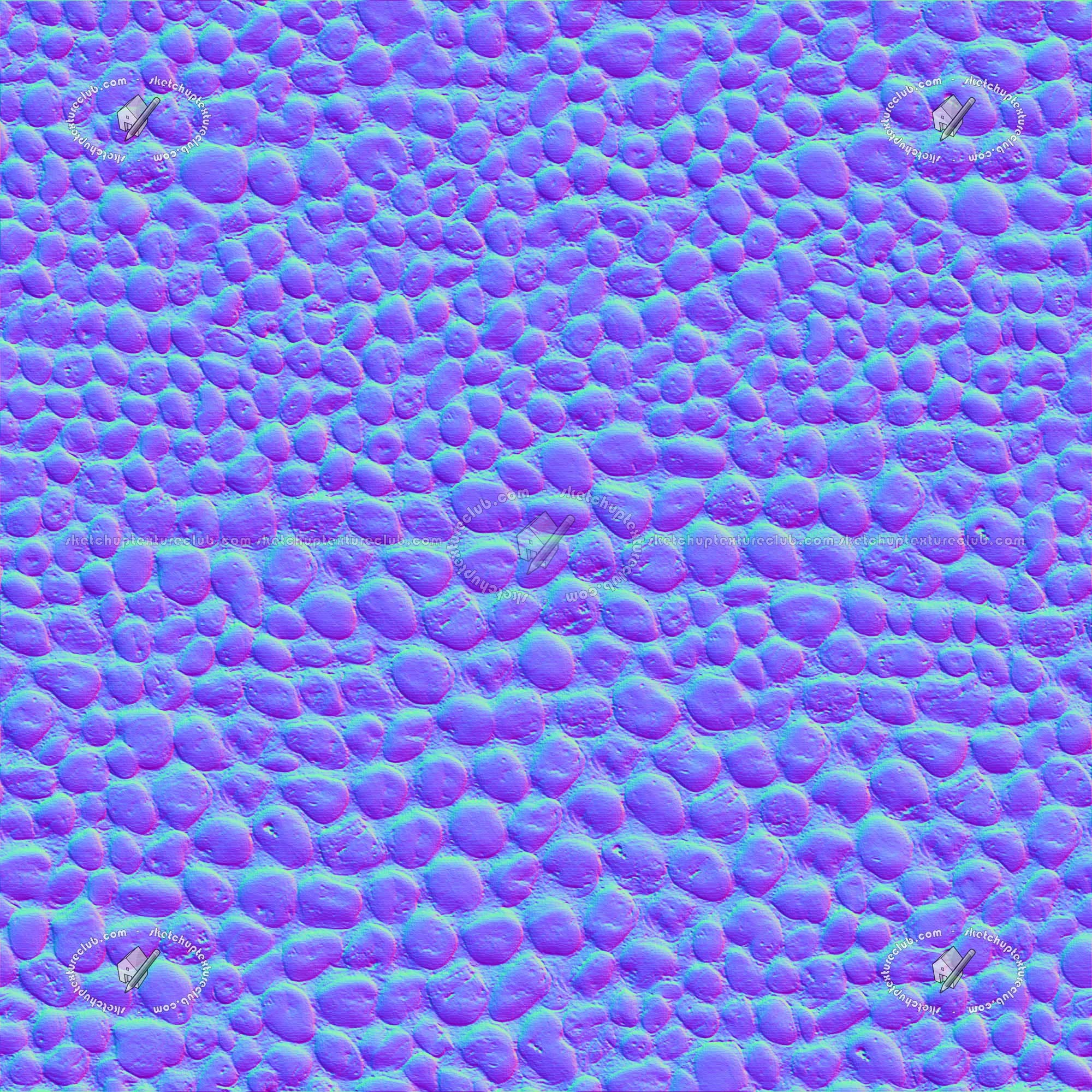 Textures - ARCHITECTURE - STONES WALLS - Stone walls - Wall of white river stones texture seamless 20831 - Normal