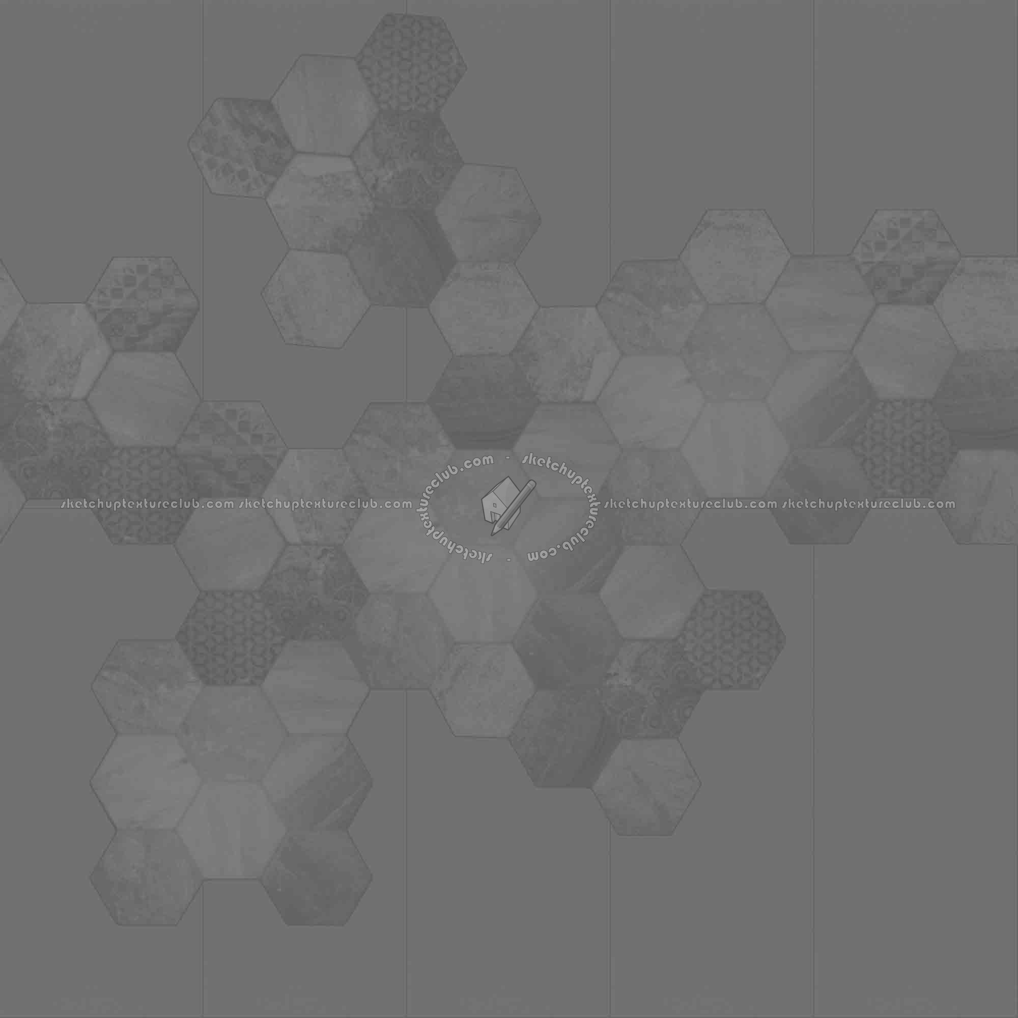 Textures   -   ARCHITECTURE   -   TILES INTERIOR   -   Hexagonal mixed  - Hexagonal tile texture seamless 18111 - Displacement