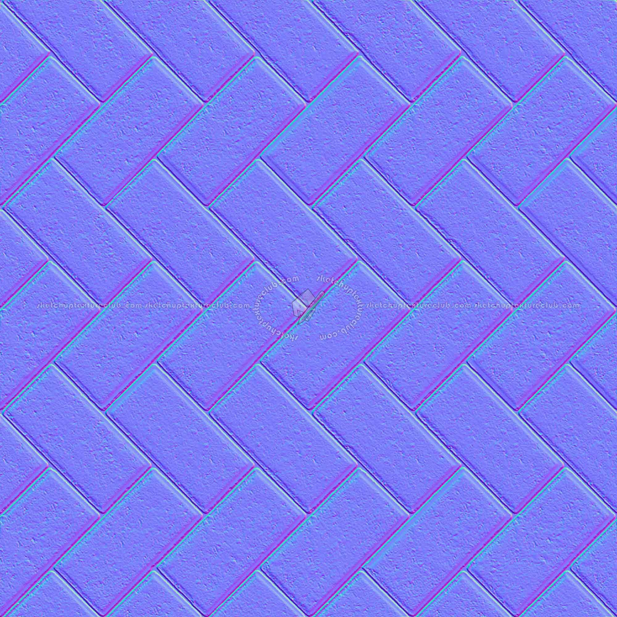 Textures   -   ARCHITECTURE   -   PAVING OUTDOOR   -   Concrete   -   Herringbone  - Concrete paving herringbone outdoor texture seamless 05814 - Normal