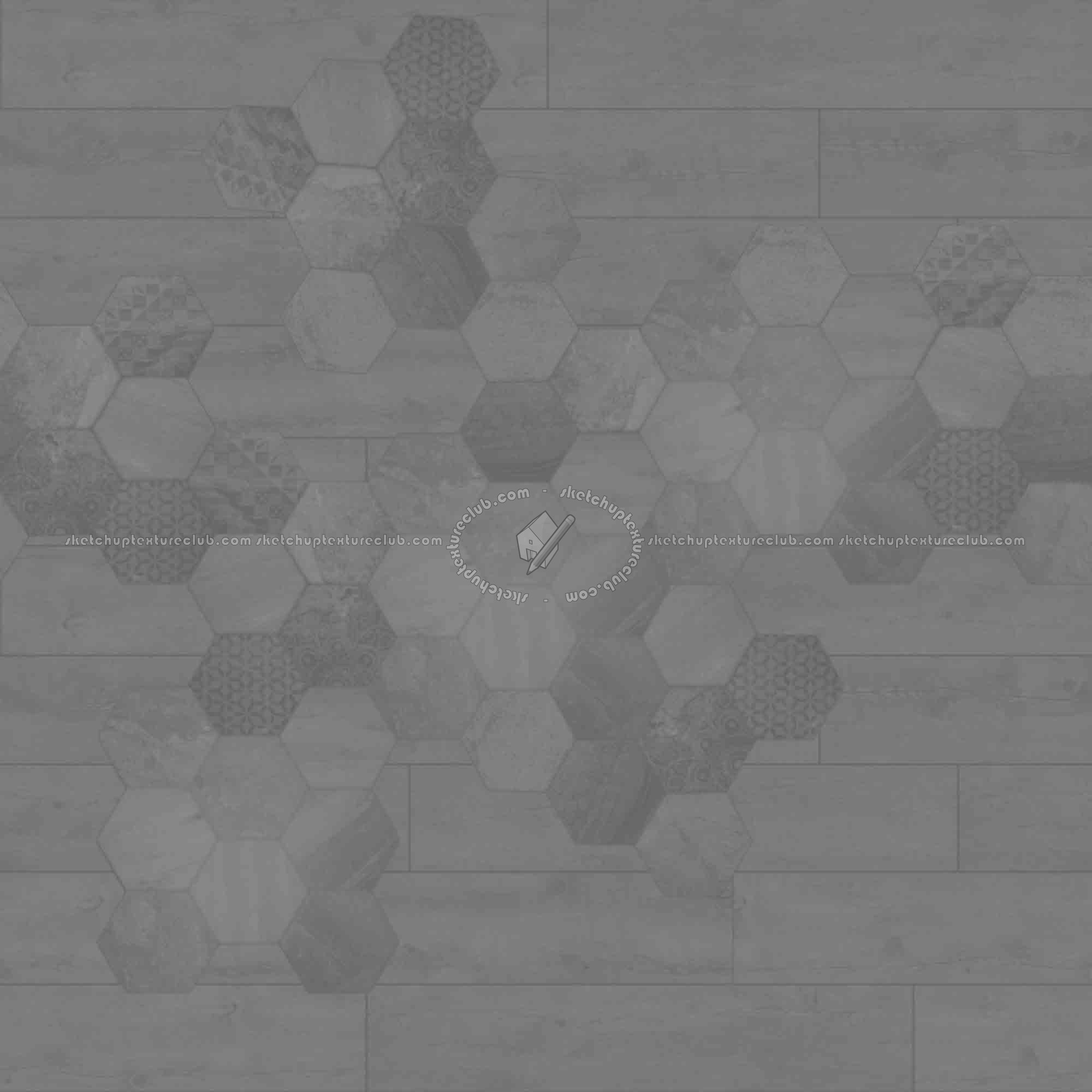 Textures   -   ARCHITECTURE   -   TILES INTERIOR   -   Hexagonal mixed  - Hexagonal tile texture seamless 18115 - Displacement