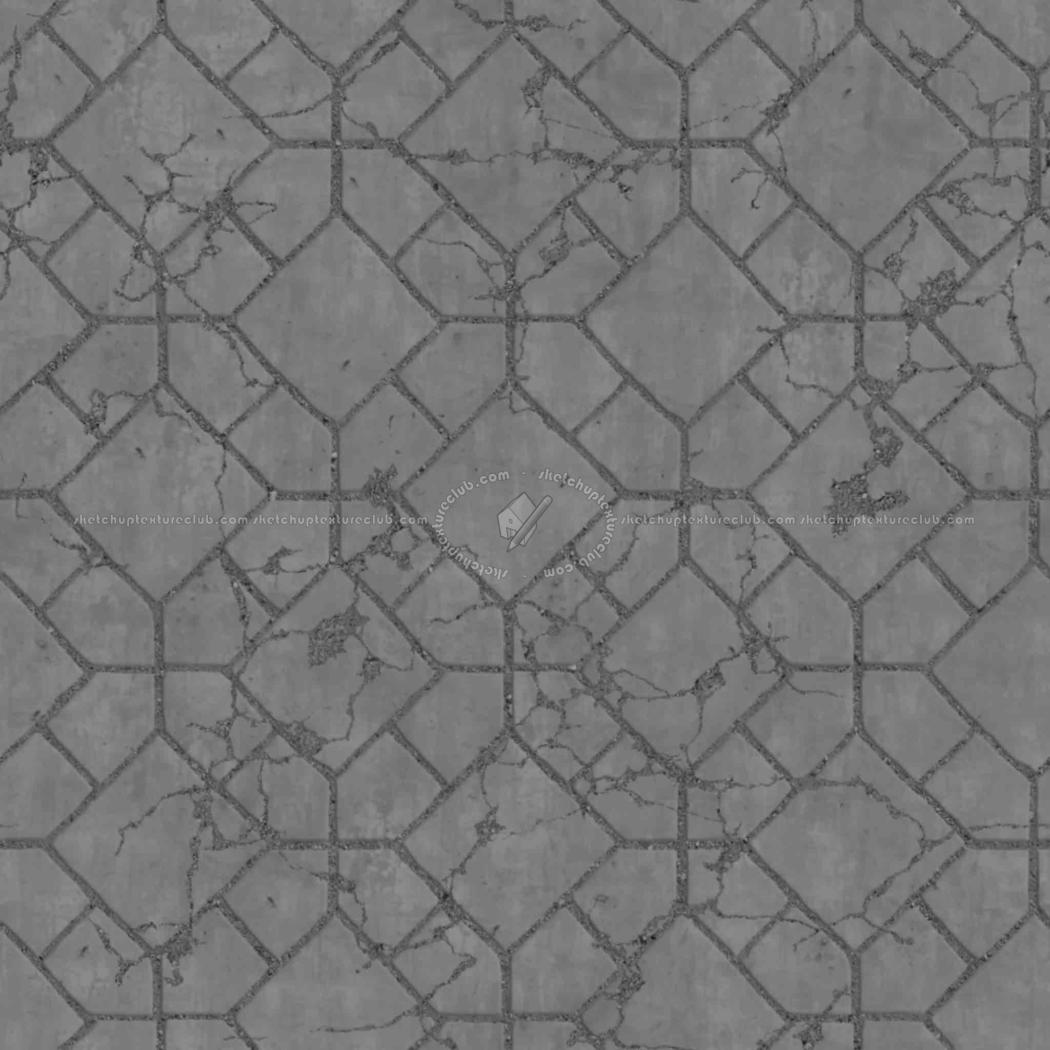 Textures   -   ARCHITECTURE   -   PAVING OUTDOOR   -   Concrete   -   Blocks damaged  - Concrete paving outdoor damaged texture seamless 05508 - Displacement