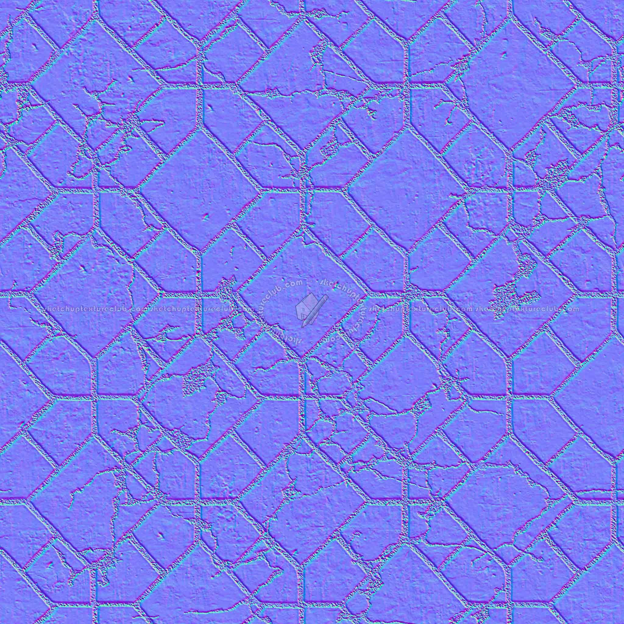 Textures   -   ARCHITECTURE   -   PAVING OUTDOOR   -   Concrete   -   Blocks damaged  - Concrete paving outdoor damaged texture seamless 05508 - Normal