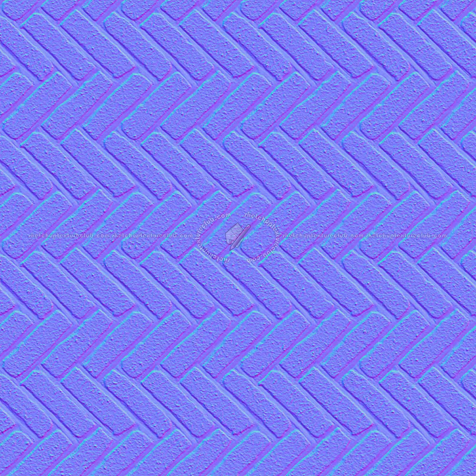 Textures   -   ARCHITECTURE   -   PAVING OUTDOOR   -   Concrete   -   Herringbone  - Concrete paving herringbone outdoor texture seamless 05818 - Normal