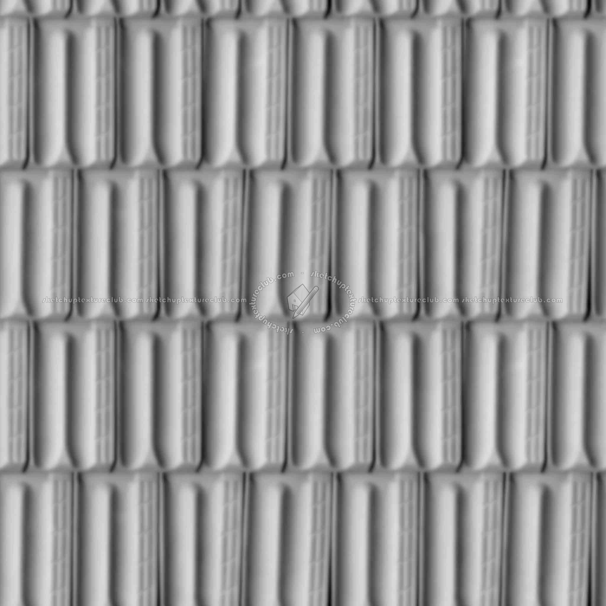 Textures   -   ARCHITECTURE   -   ROOFINGS   -   Clay roofs  - Clay roofing Marseille texture seamless 03342 - Displacement