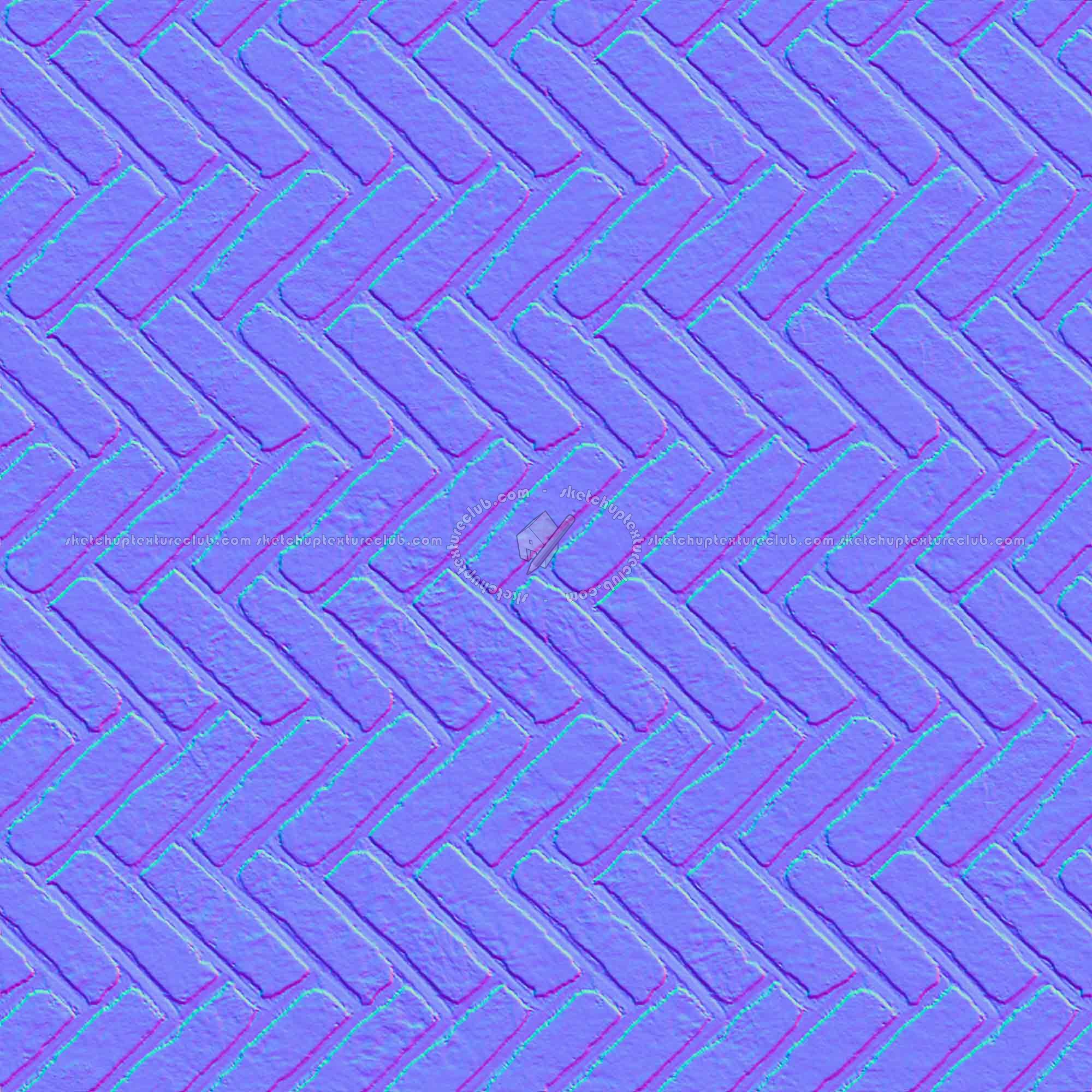 Textures   -   ARCHITECTURE   -   PAVING OUTDOOR   -   Concrete   -   Herringbone  - Concrete paving herringbone outdoor texture seamless 05820 - Normal