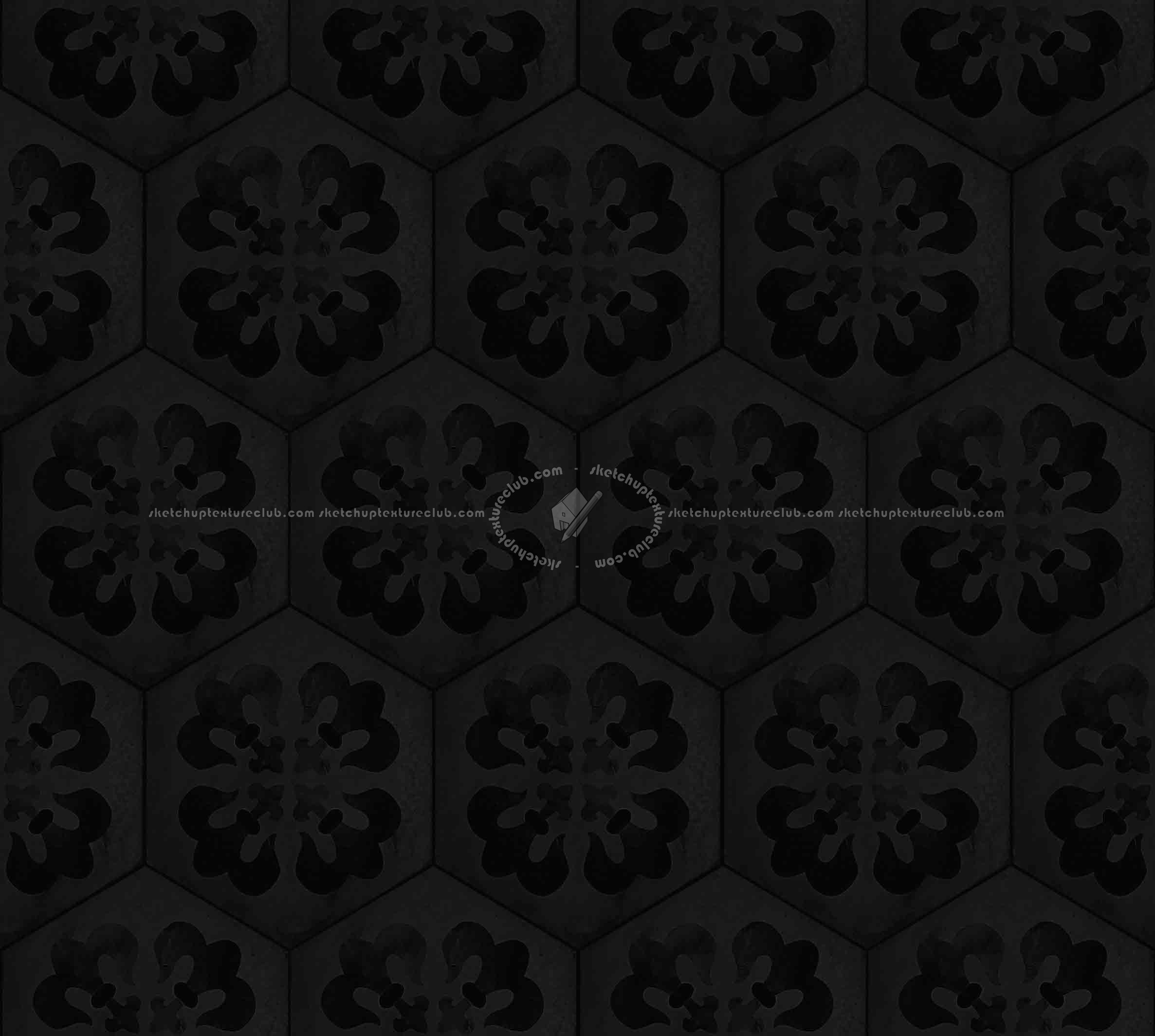 Textures   -   ARCHITECTURE   -   TILES INTERIOR   -   Hexagonal mixed  - Concrete hexagonal tile texture seamless 20291 - Specular