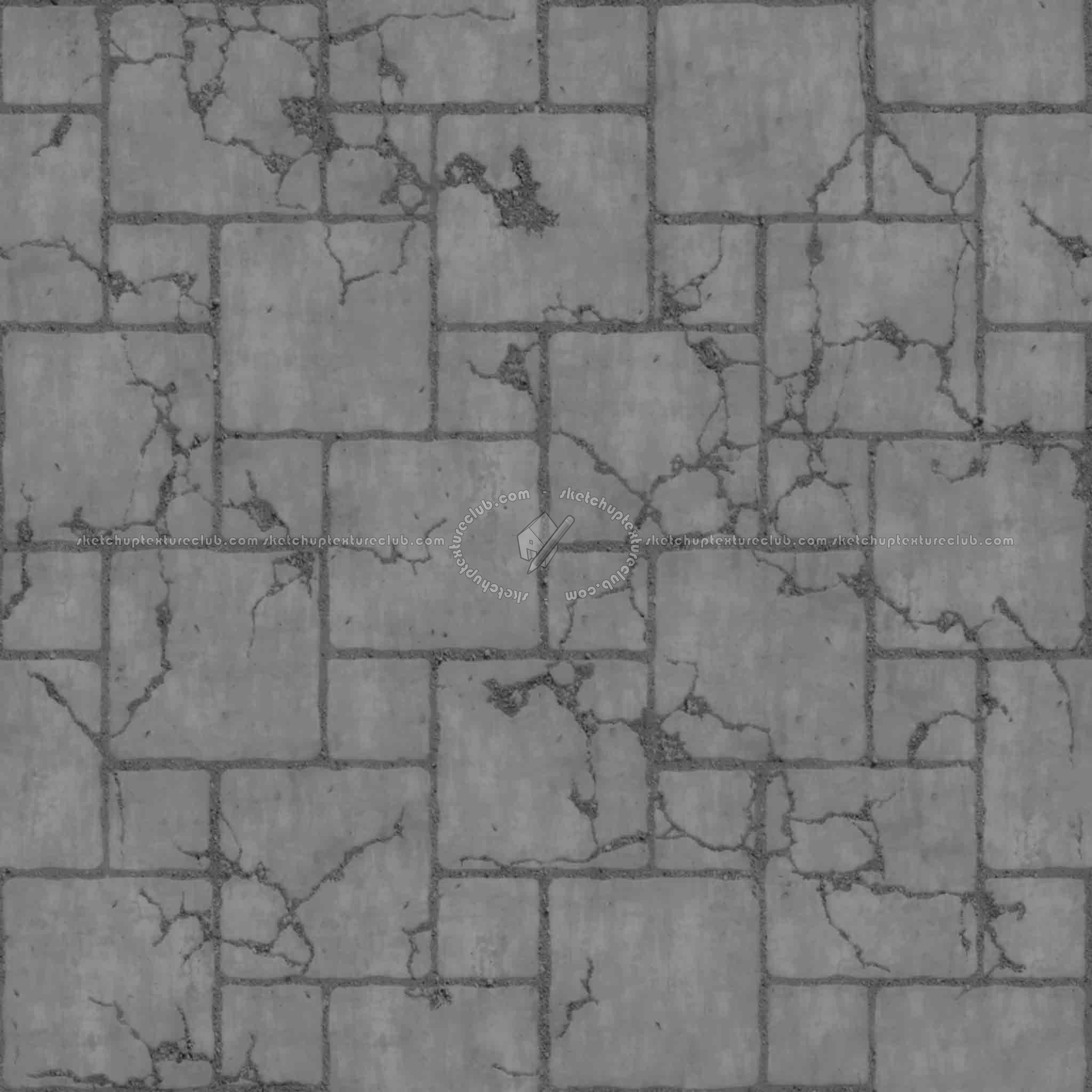 Textures   -   ARCHITECTURE   -   PAVING OUTDOOR   -   Concrete   -   Blocks damaged  - Concrete paving outdoor damaged texture seamless 05513 - Displacement