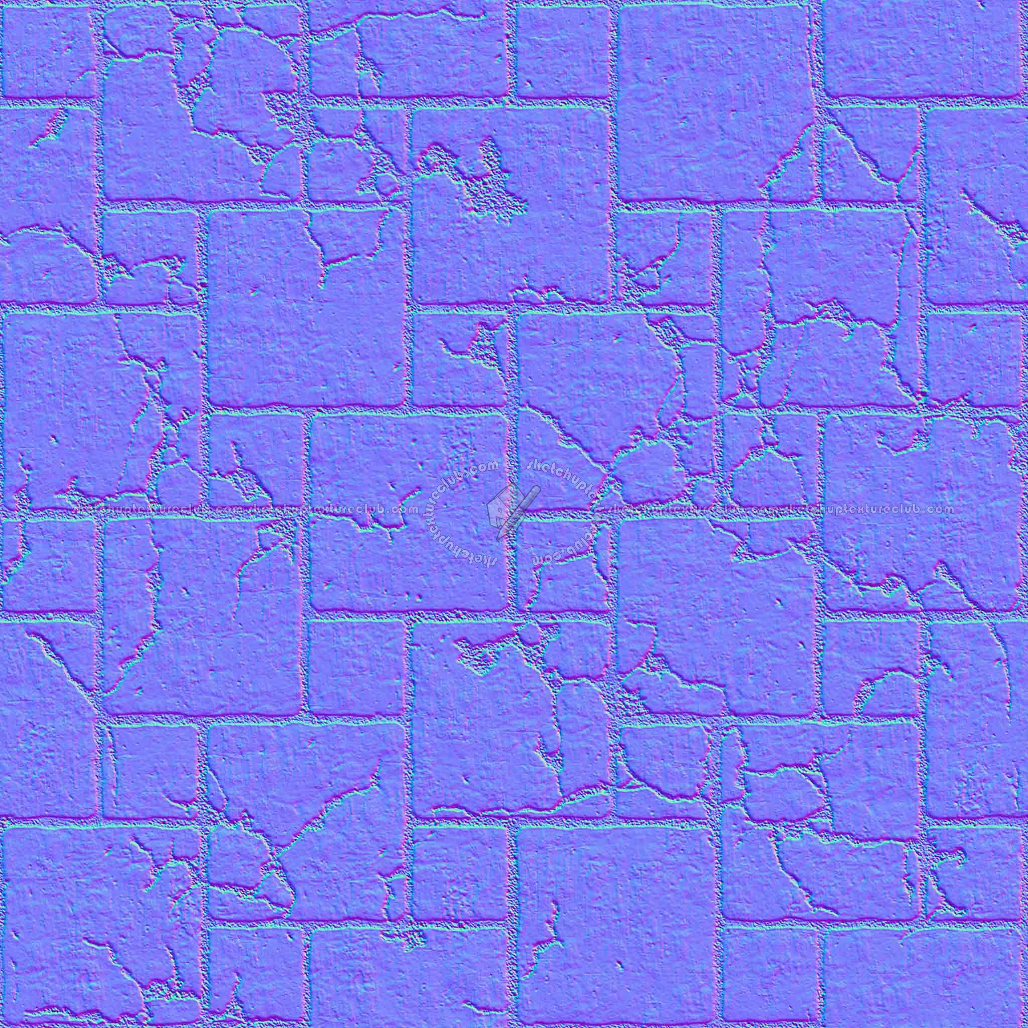 Textures   -   ARCHITECTURE   -   PAVING OUTDOOR   -   Concrete   -   Blocks damaged  - Concrete paving outdoor damaged texture seamless 05513 - Normal