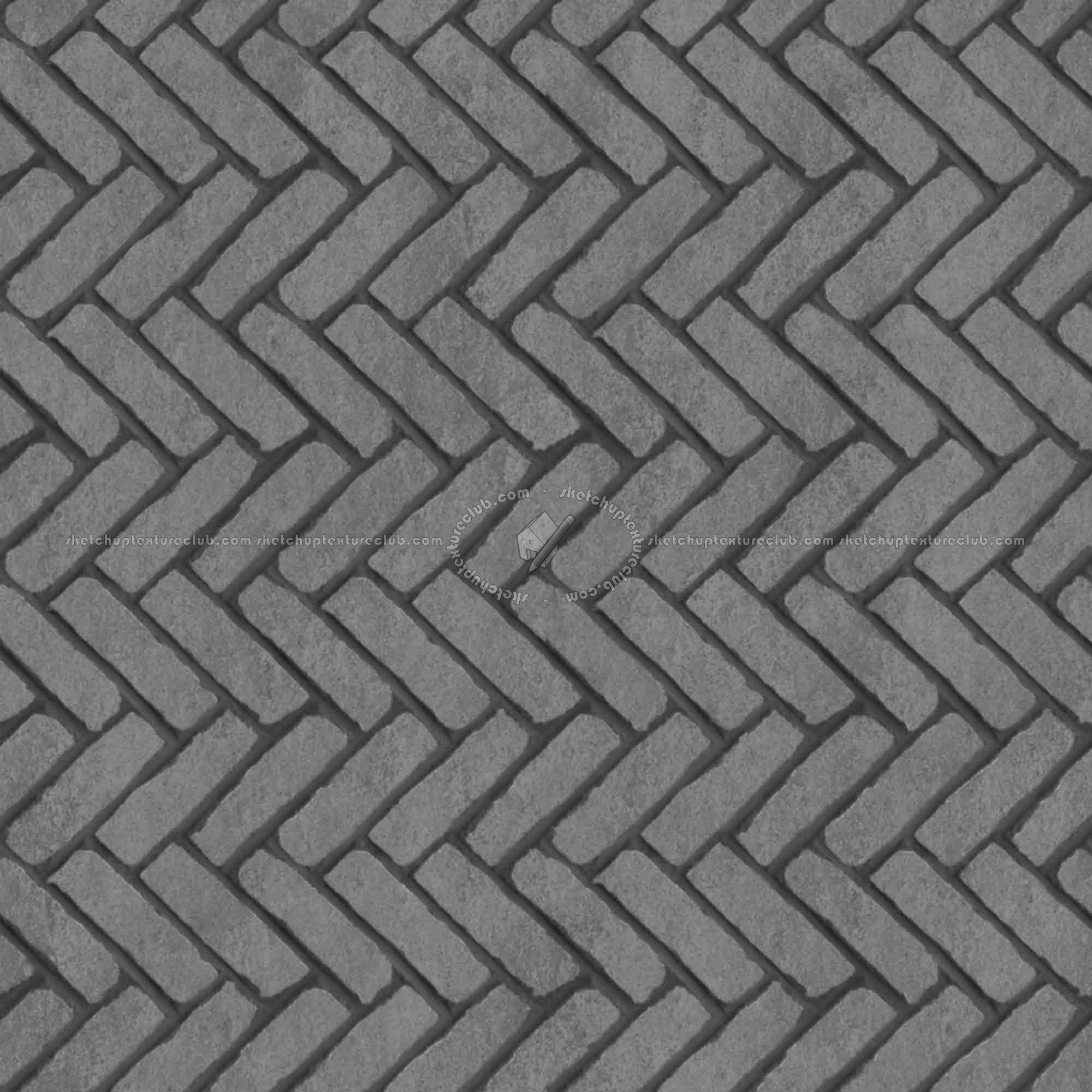 Textures   -   ARCHITECTURE   -   PAVING OUTDOOR   -   Concrete   -   Herringbone  - Concrete paving herringbone outdoor texture seamless 05823 - Displacement
