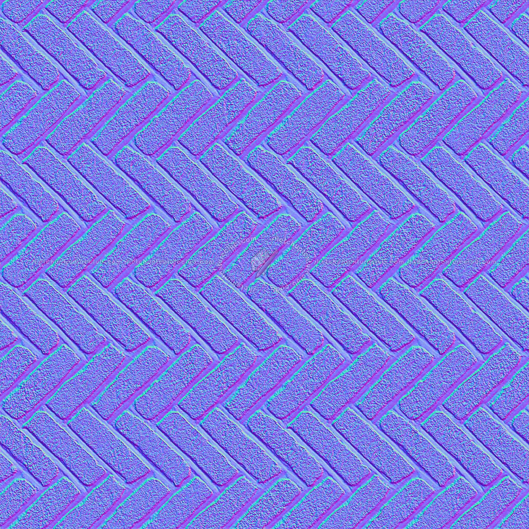 Textures   -   ARCHITECTURE   -   PAVING OUTDOOR   -   Concrete   -   Herringbone  - Concrete paving herringbone outdoor texture seamless 05823 - Normal