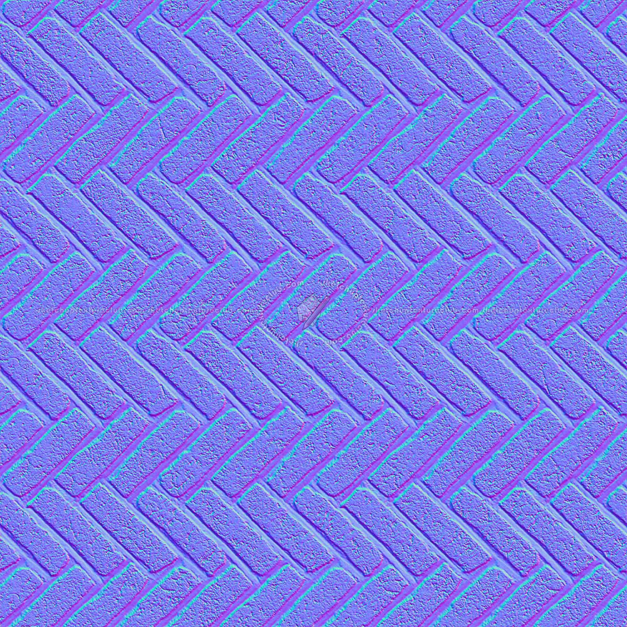 Textures   -   ARCHITECTURE   -   PAVING OUTDOOR   -   Concrete   -   Herringbone  - Concrete paving herringbone outdoor texture seamless 05824 - Normal