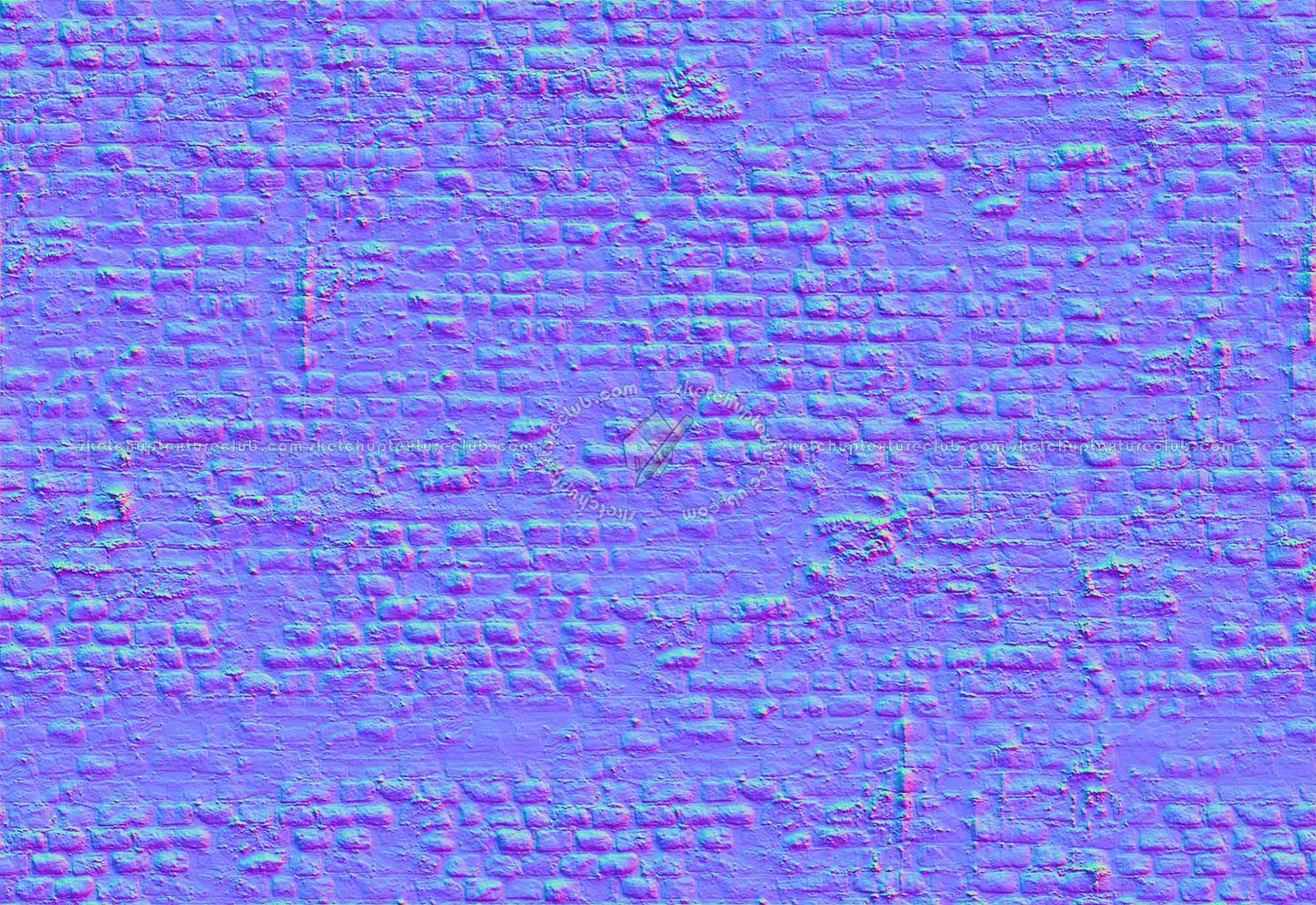 Textures   -   ARCHITECTURE   -   BRICKS   -   Damaged bricks  - Damaged bricks texture seamless 00136 - Normal