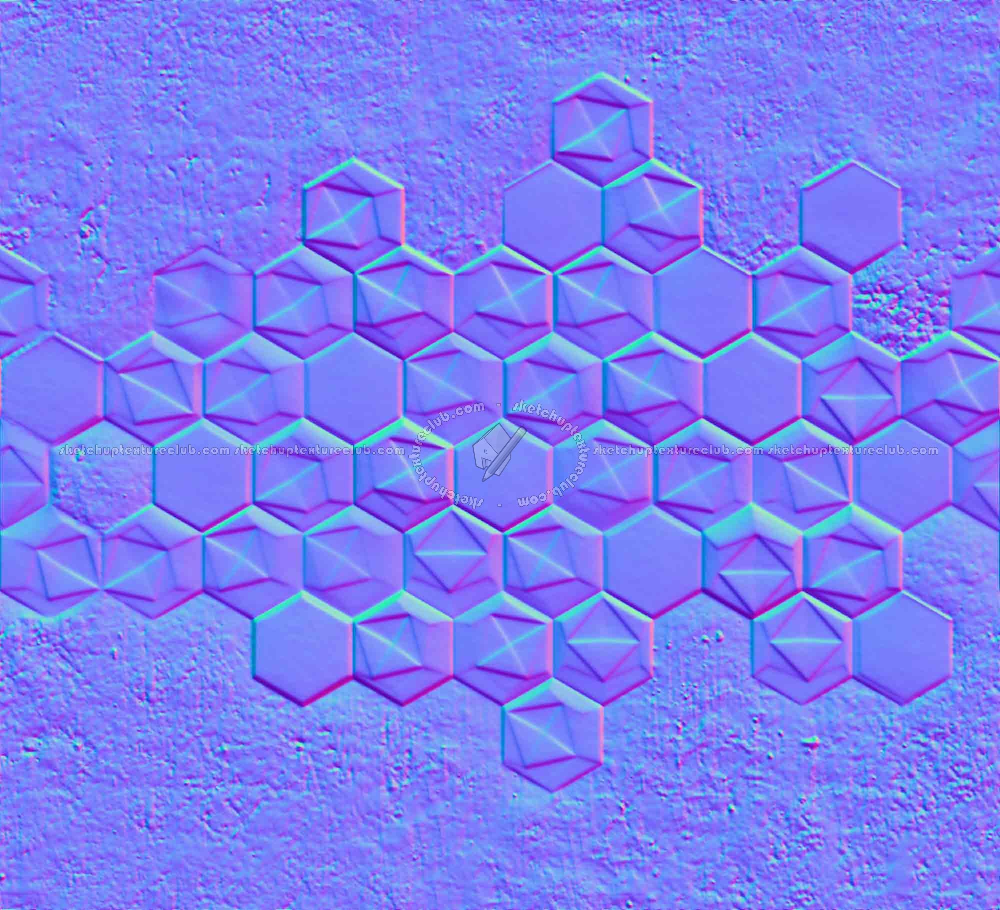 Textures   -   ARCHITECTURE   -   TILES INTERIOR   -   Hexagonal mixed  - Concrete hexagonal wall tile panel texture seamless 20899 - Normal