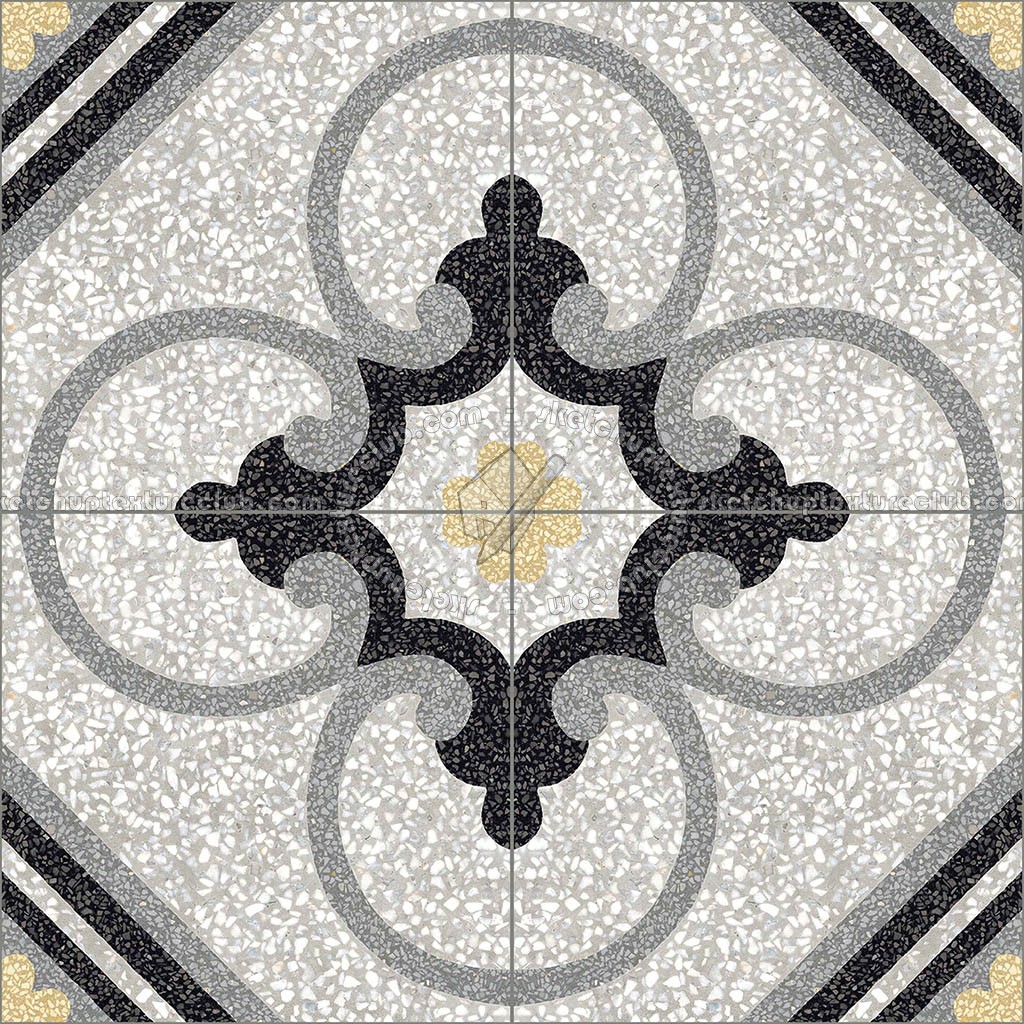 Textures - ARCHITECTURE - TILES INTERIOR - Terrazzo - terrazzo cementine tiles pbr texture 22097 (seamless)