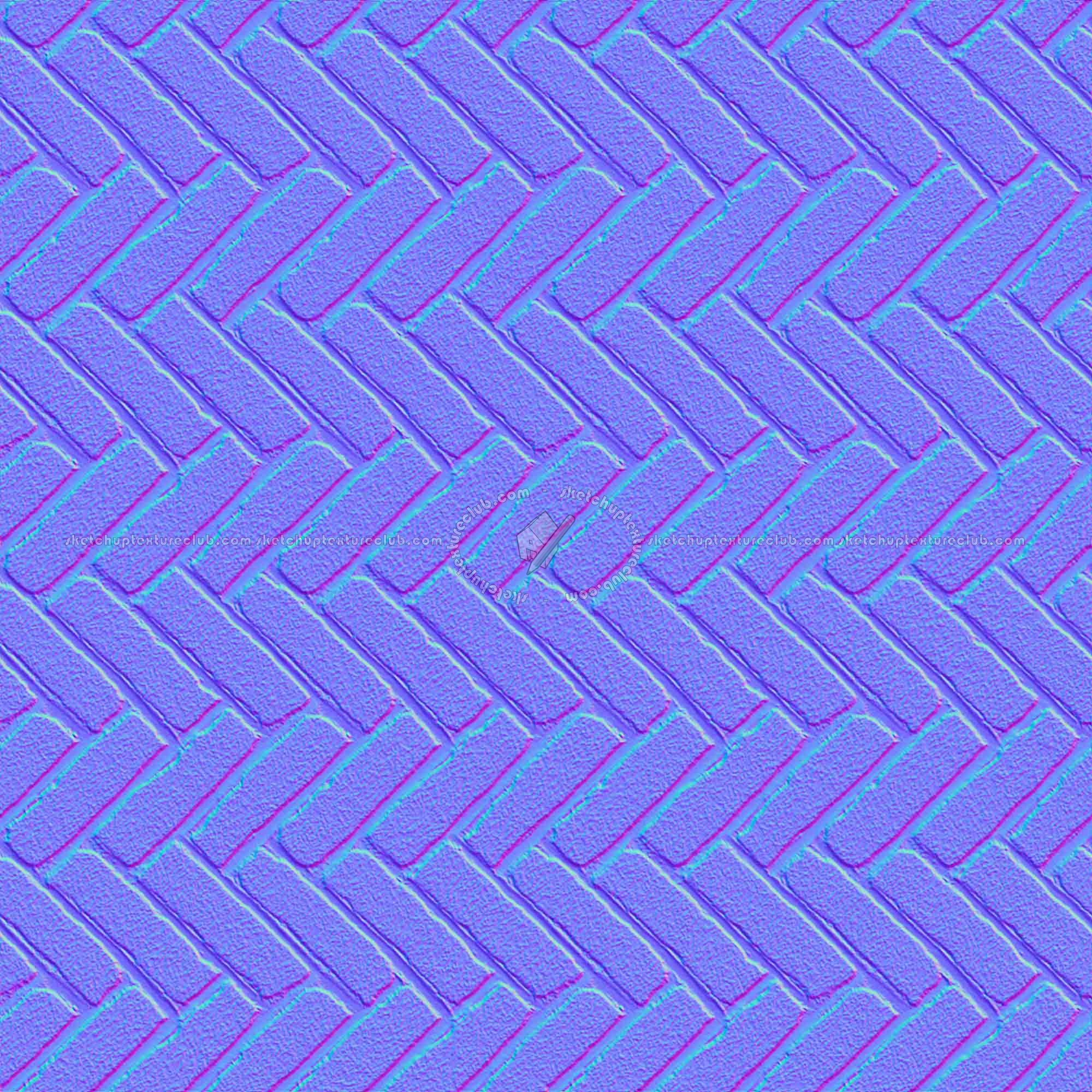 Textures   -   ARCHITECTURE   -   PAVING OUTDOOR   -   Concrete   -   Herringbone  - Concrete paving herringbone outdoor texture seamless 05827 - Normal