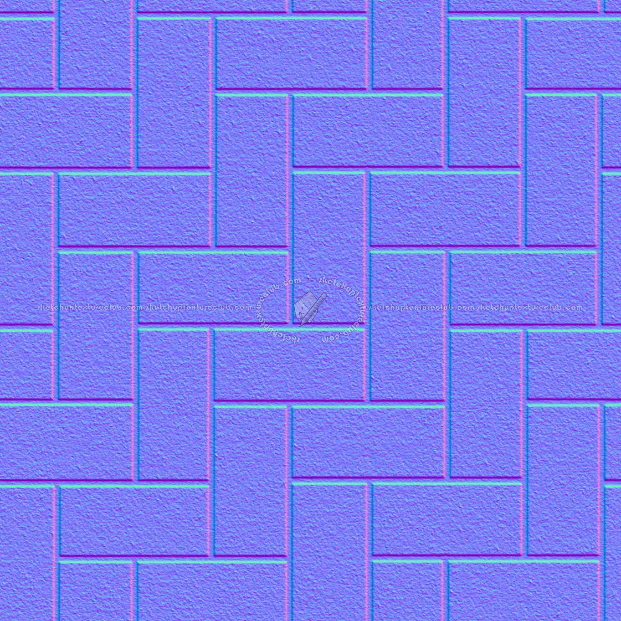 Textures   -   ARCHITECTURE   -   PAVING OUTDOOR   -   Concrete   -   Herringbone  - Concrete paving herringbone outdoor texture seamless 05796 - Normal