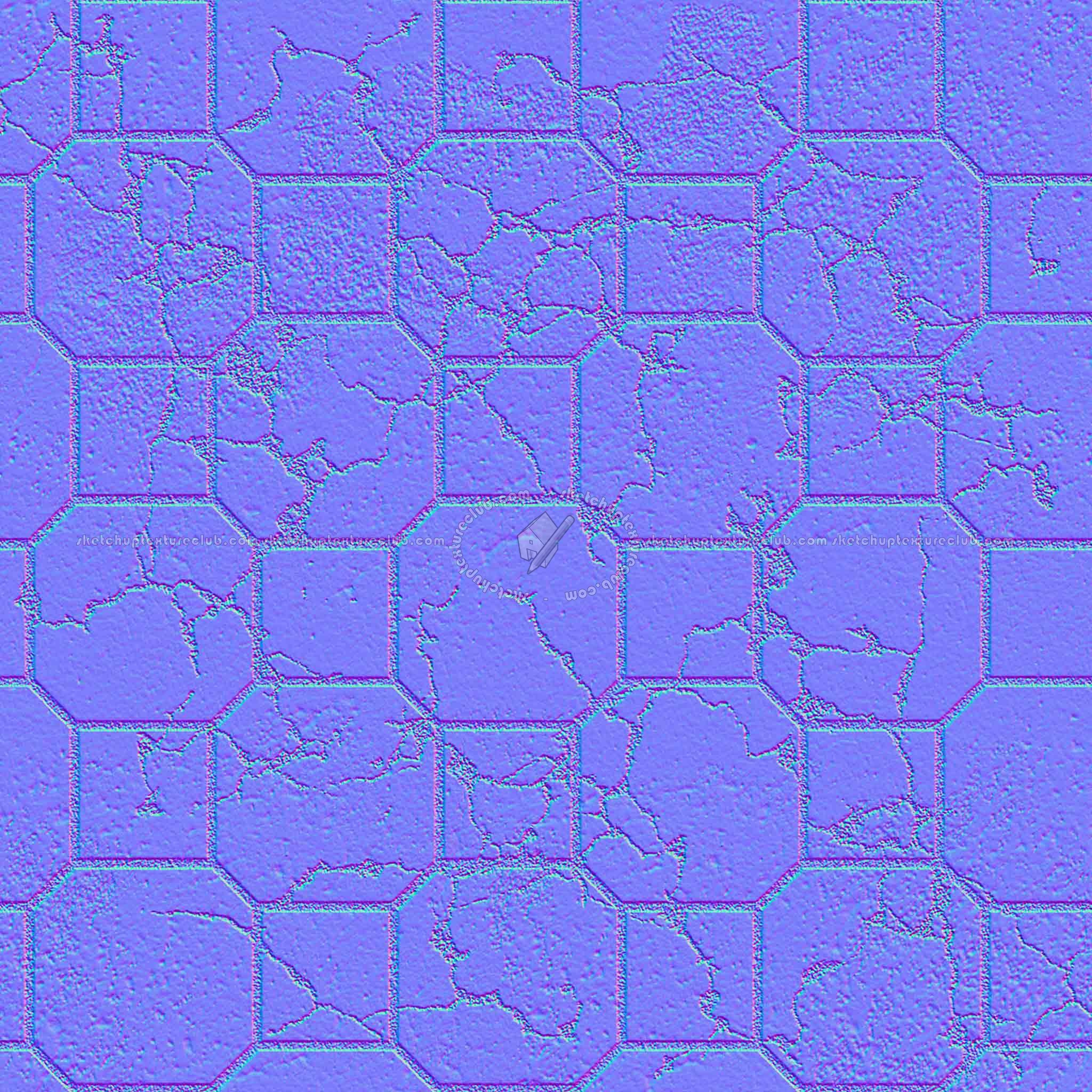 Textures   -   ARCHITECTURE   -   PAVING OUTDOOR   -   Concrete   -   Blocks damaged  - Concrete paving outdoor damaged texture seamless 05521 - Normal