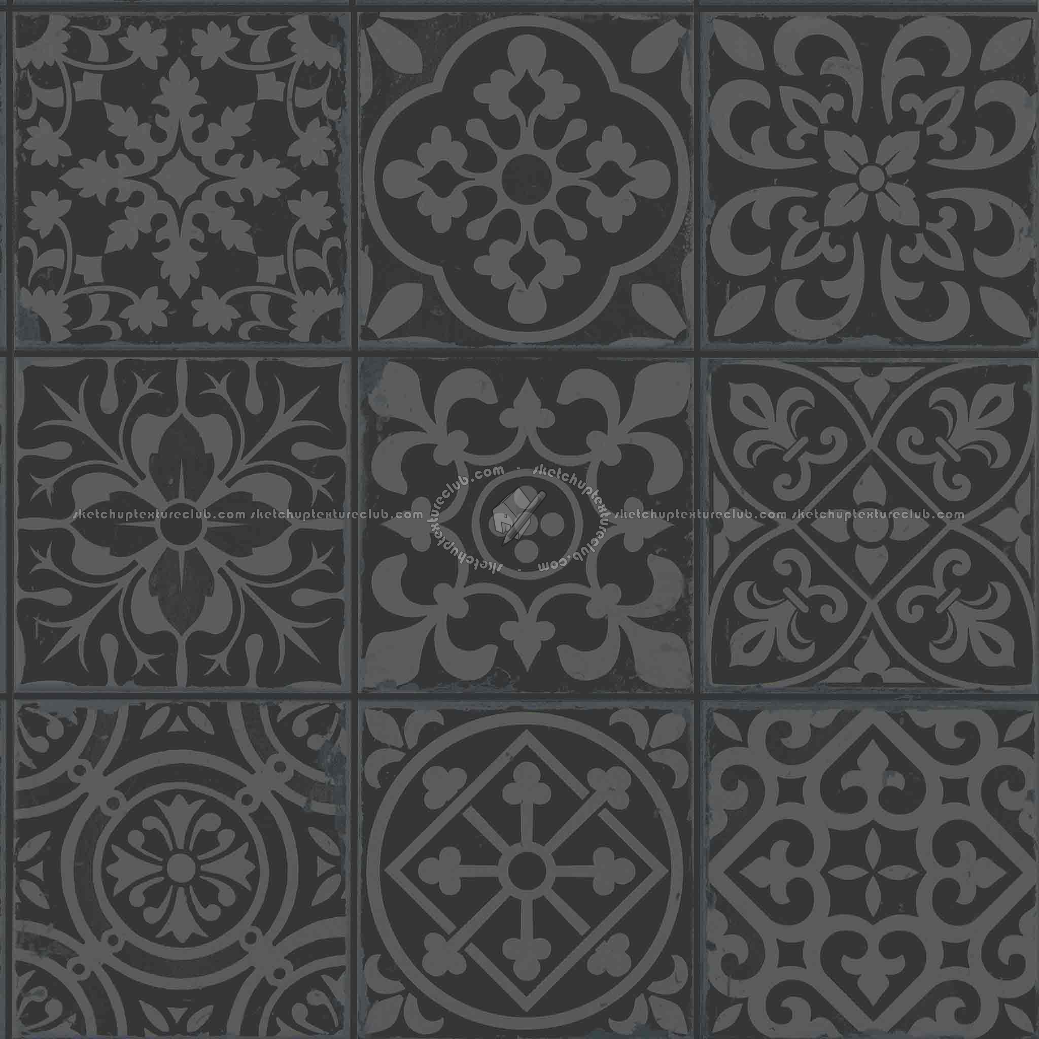 Textures   -   FREE PBR TEXTURES  - Patchwork ceramic tiles PBR texture seamless 21918 - Specular