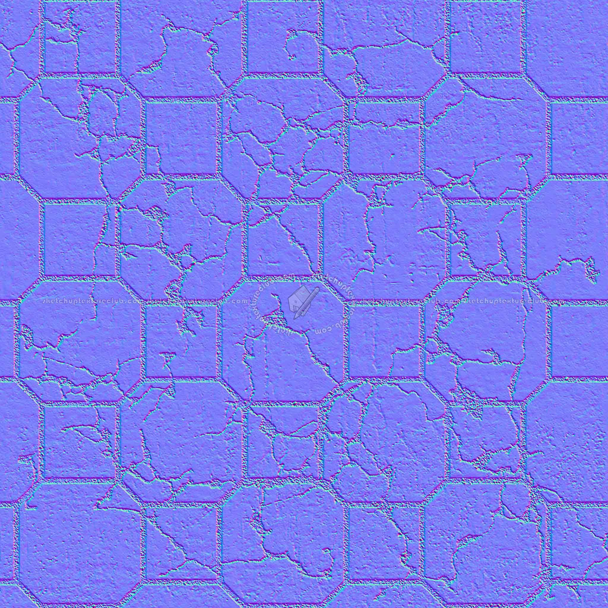 Textures   -   ARCHITECTURE   -   PAVING OUTDOOR   -   Concrete   -   Blocks damaged  - Concrete paving outdoor damaged texture seamless 05522 - Normal