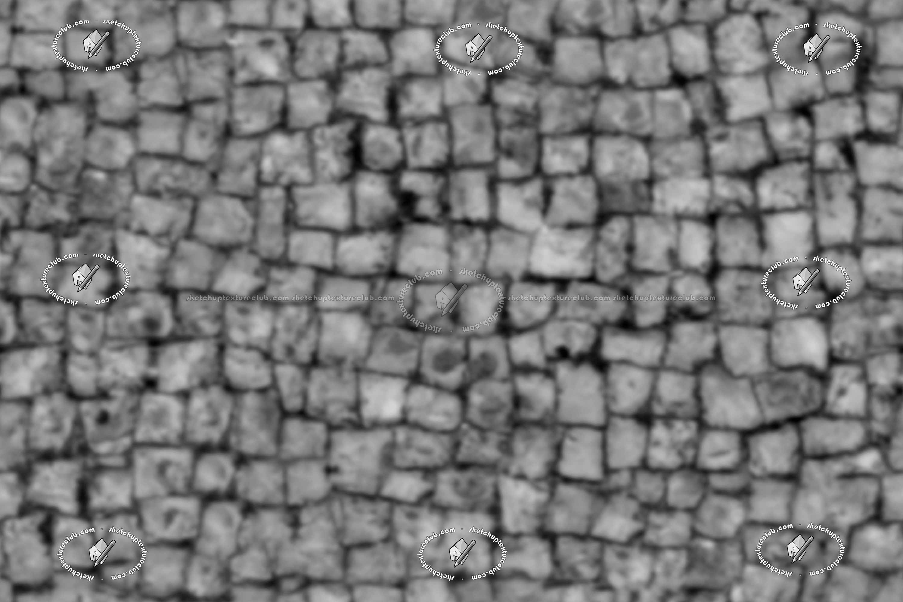 Textures   -   ARCHITECTURE   -   ROADS   -   Paving streets   -   Damaged cobble  - Dirt street paving cobblestone texture seamless 17016 - Displacement