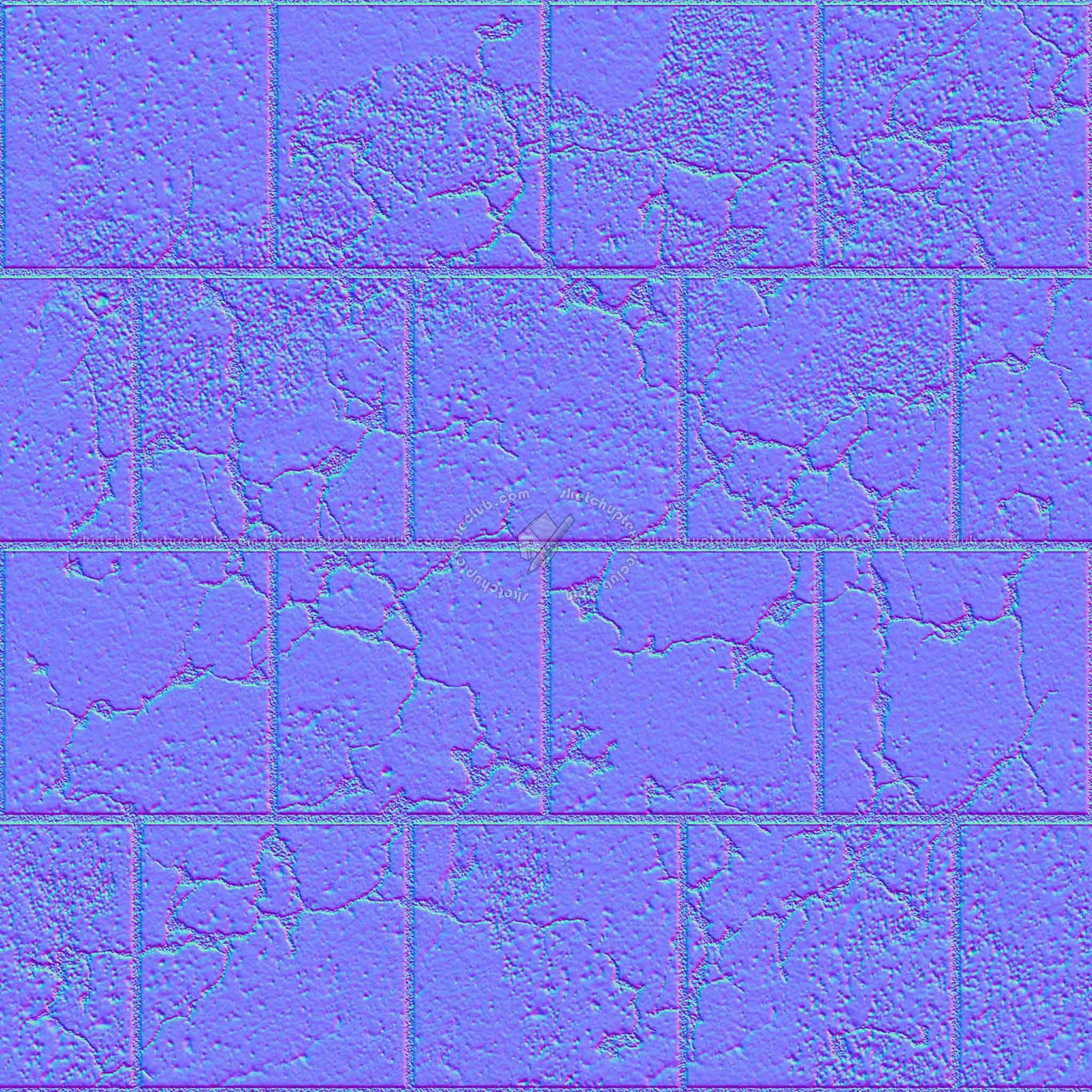 Textures   -   ARCHITECTURE   -   PAVING OUTDOOR   -   Concrete   -   Blocks damaged  - Concrete paving outdoor damaged texture seamless 05524 - Normal