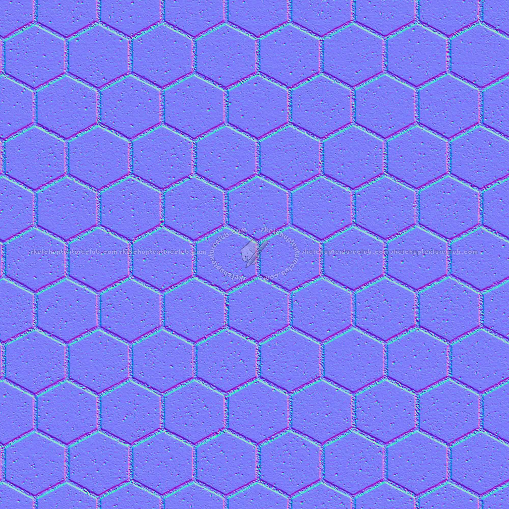 Textures   -   ARCHITECTURE   -   PAVING OUTDOOR   -   Hexagonal  - Terracotta paving outdoor hexagonal texture seamless 06026 - Normal