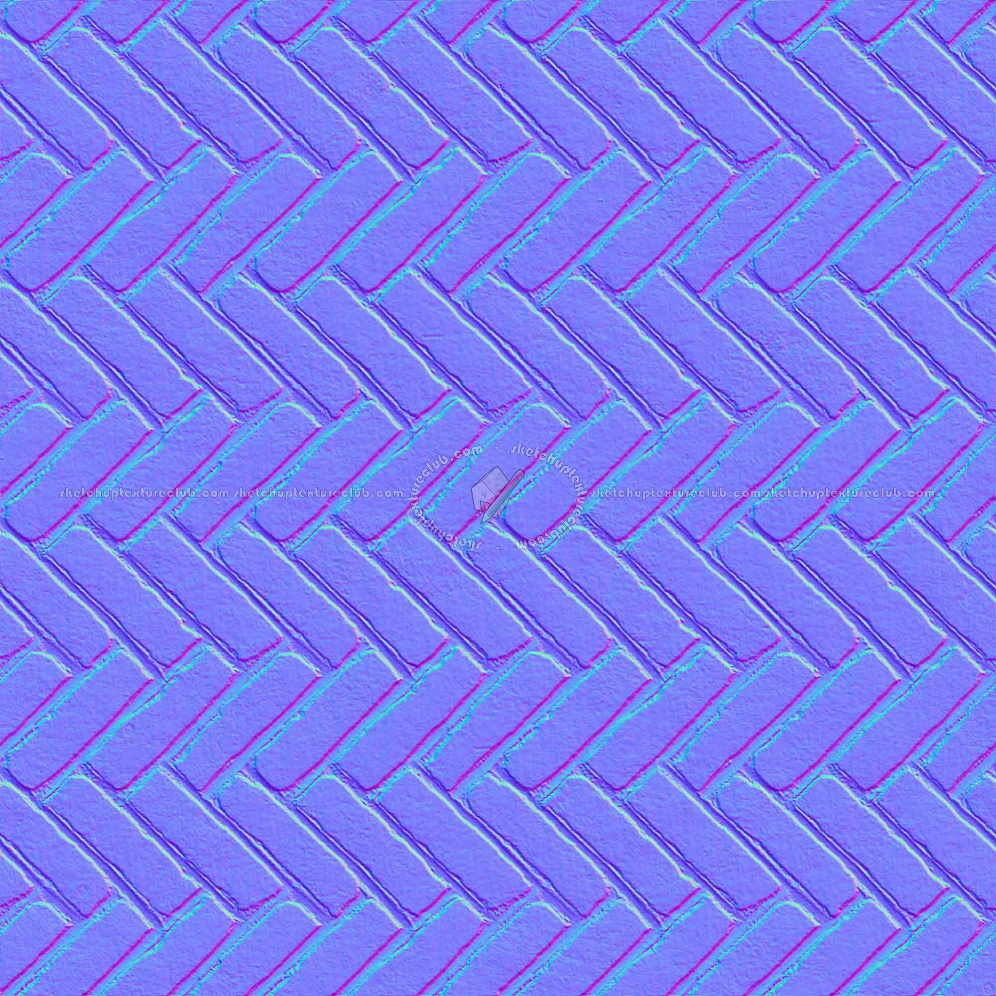 Textures   -   ARCHITECTURE   -   PAVING OUTDOOR   -   Concrete   -   Herringbone  - Concrete paving herringbone outdoor texture seamless 05835 - Normal