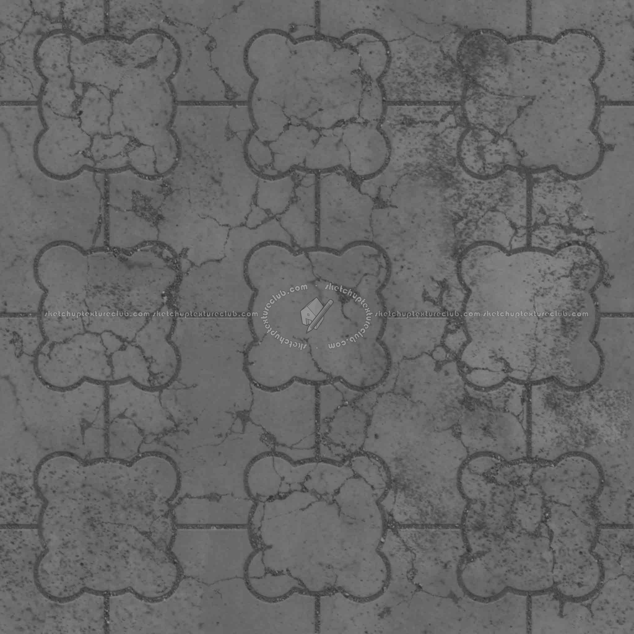 Textures   -   ARCHITECTURE   -   PAVING OUTDOOR   -   Concrete   -   Blocks damaged  - Concrete paving outdoor damaged texture seamless 05526 - Displacement