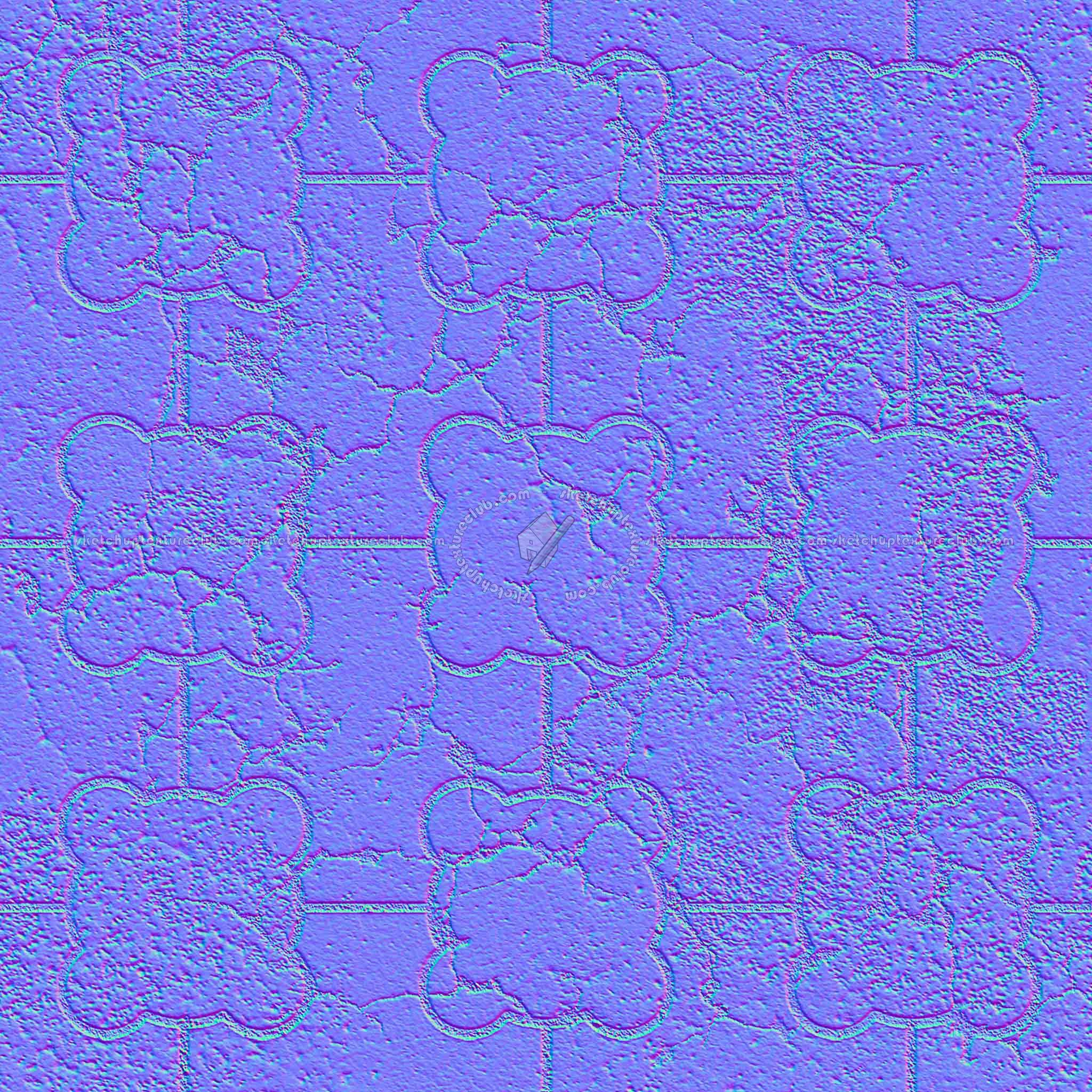 Textures   -   ARCHITECTURE   -   PAVING OUTDOOR   -   Concrete   -   Blocks damaged  - Concrete paving outdoor damaged texture seamless 05526 - Normal