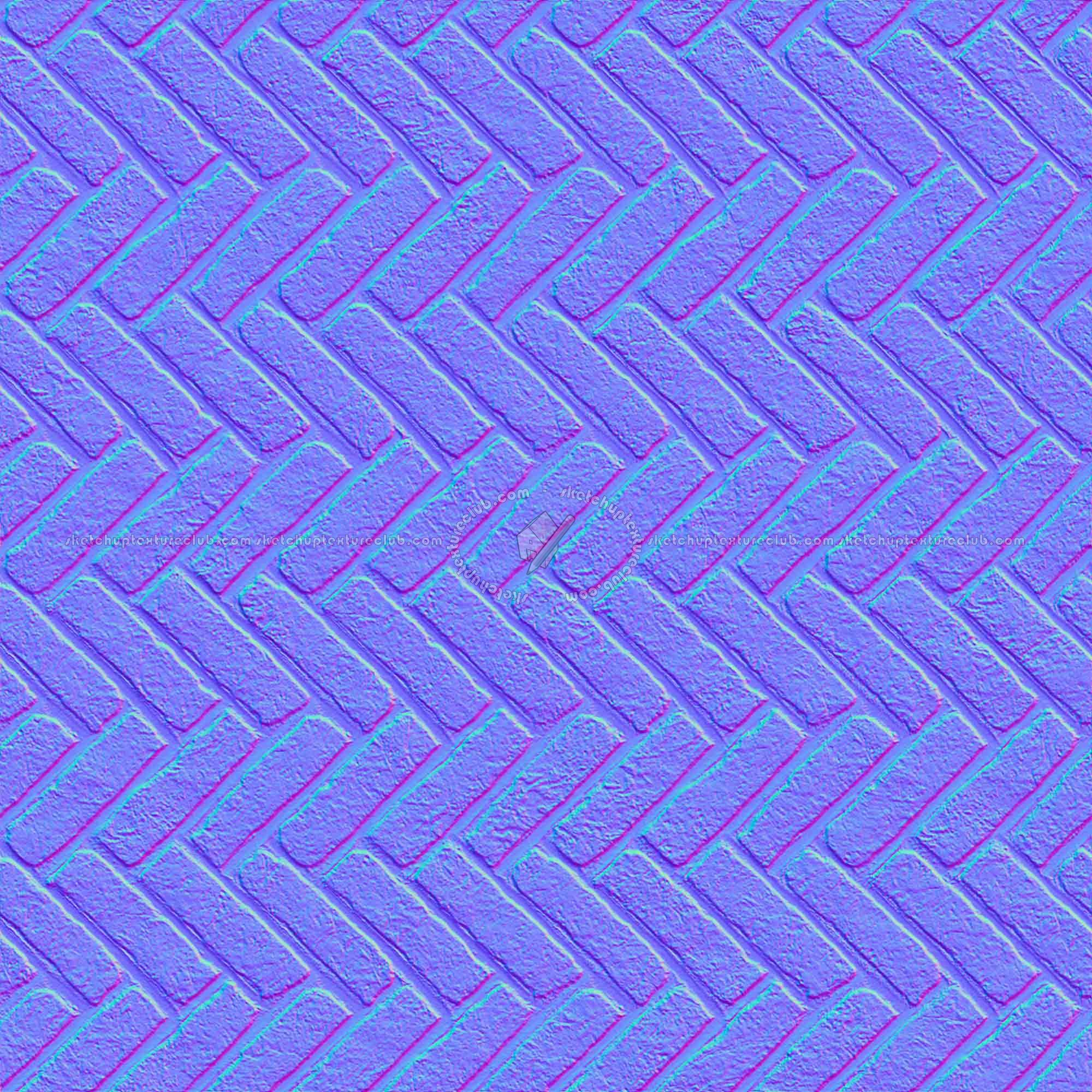 Textures   -   ARCHITECTURE   -   PAVING OUTDOOR   -   Concrete   -   Herringbone  - Concrete paving herringbone outdoor texture seamless 05836 - Normal